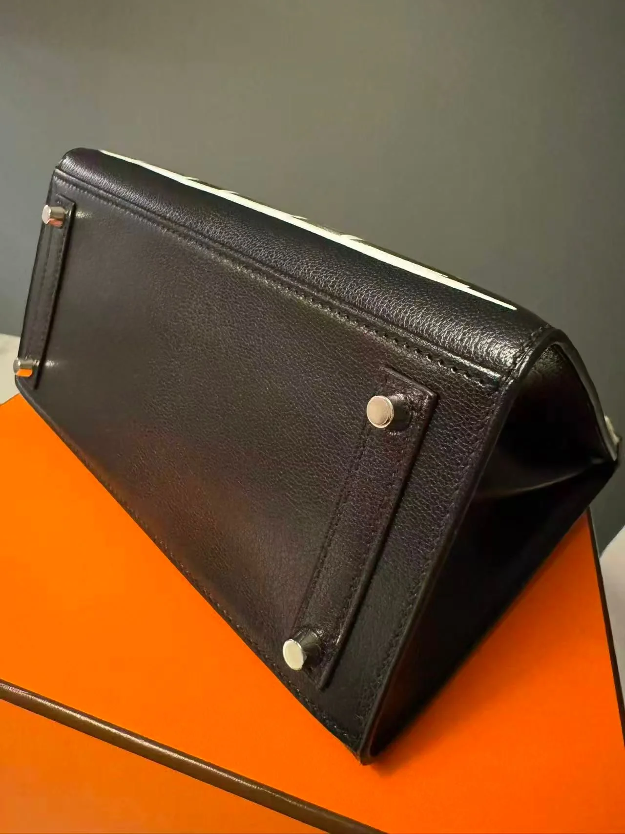 HERMÈS BIRKIN 20 FAUBOURG DISCO VEAU BOX NOIR PALLADIUM HARDWARE - Image 6