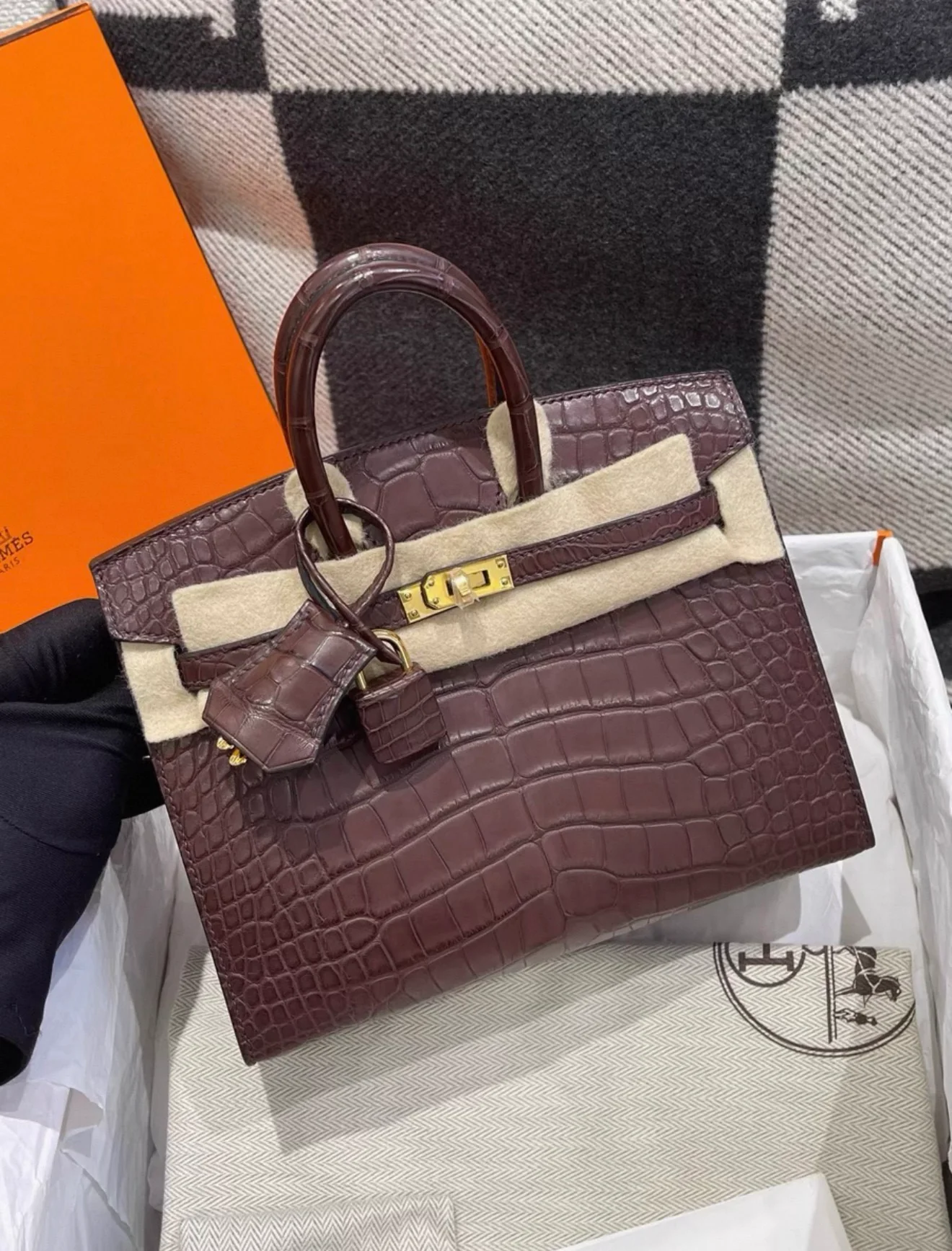 Hermes Birkin 20 Havana Matte crocodile leather gold hardware - Image 3