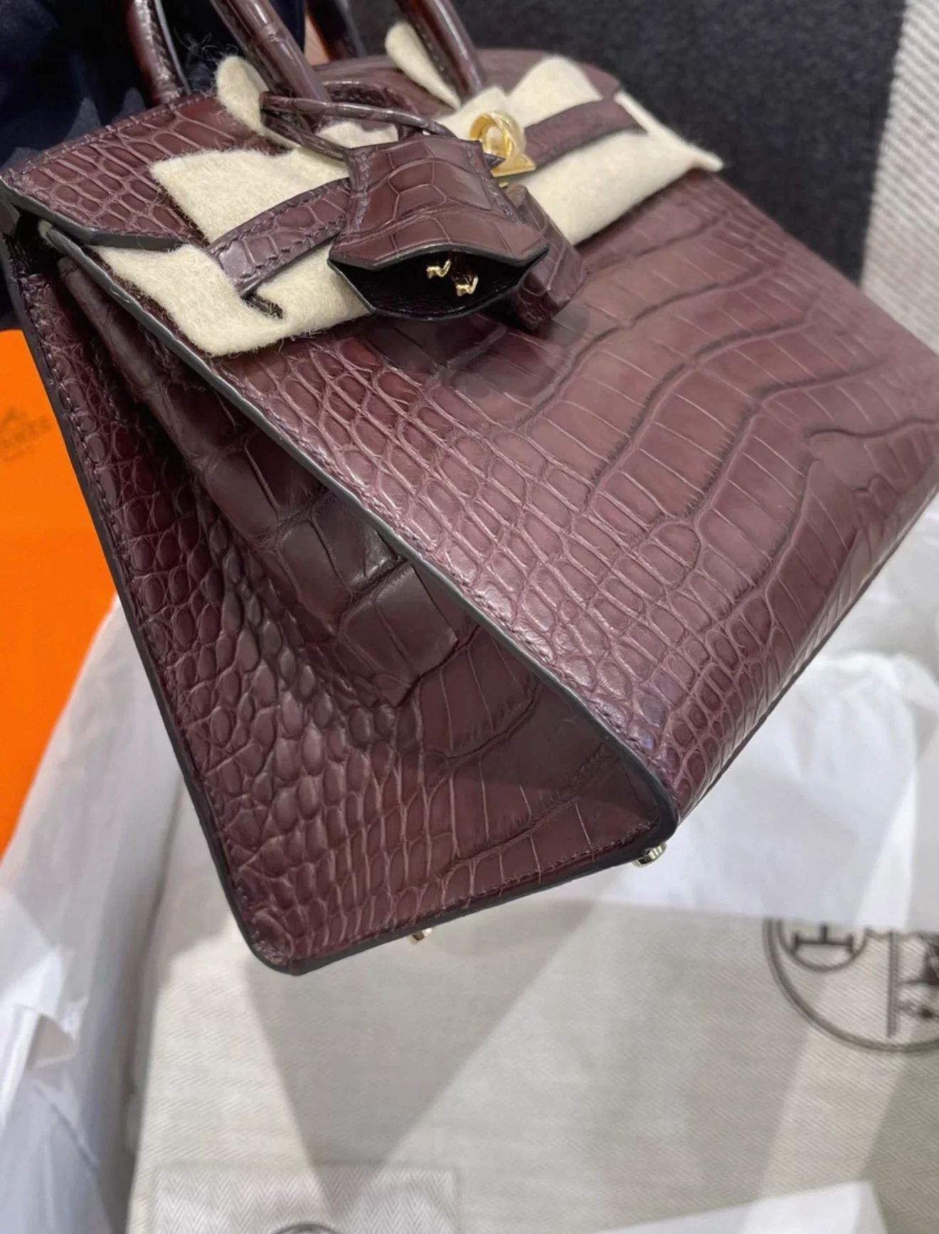 Hermes Birkin 20 Havana Matte crocodile leather gold hardware - Image 4