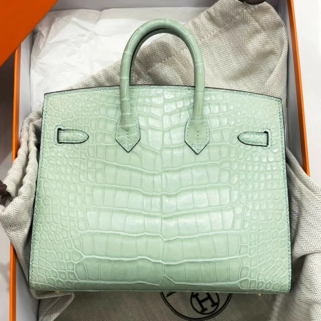 Hermes Birkin 20 Vert d’eaux Matte Crocodile leather sellier with Gold Hardware - Image 2