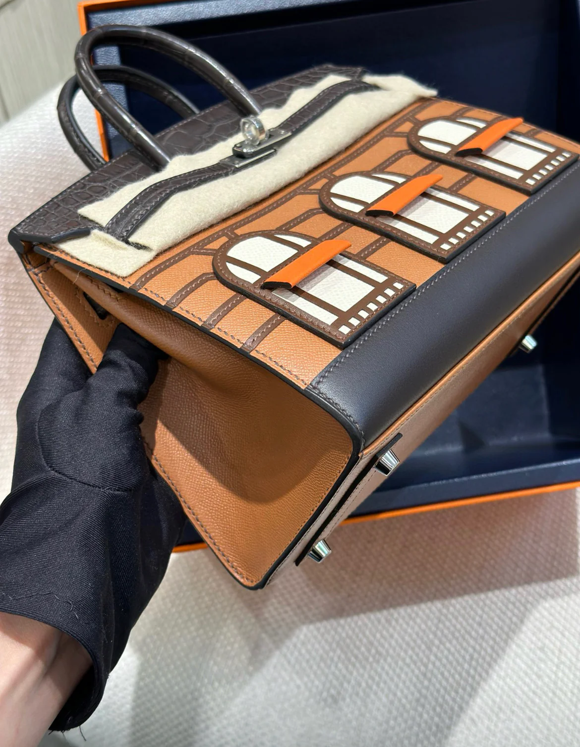 HERMÈS BIRKIN 20 SELLIER FAUBOURG HOUSE BROWN MATTE ALLIGATOR PALLADIUM HARDWARE - Image 3
