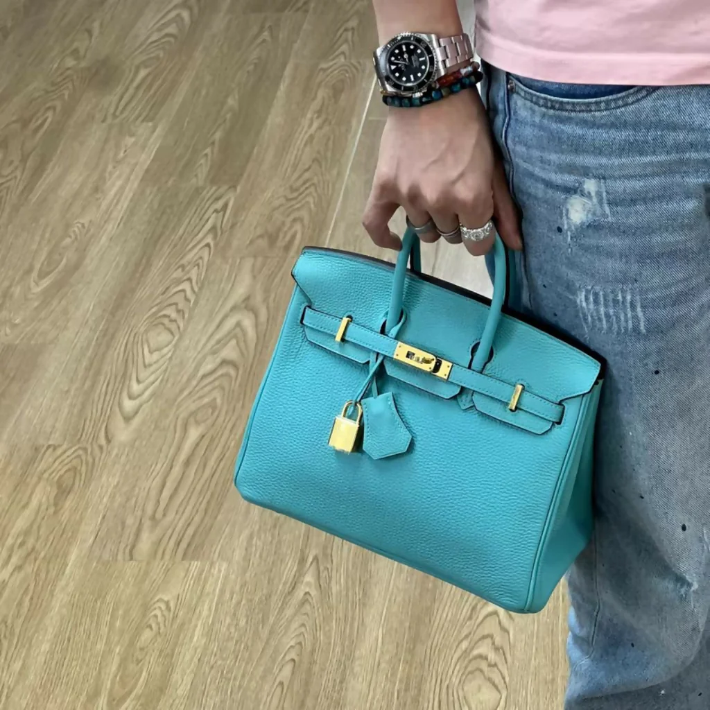 Hermès Birkin 25 3P Bleu Atoll Togo Leather Gold hardware - Image 3