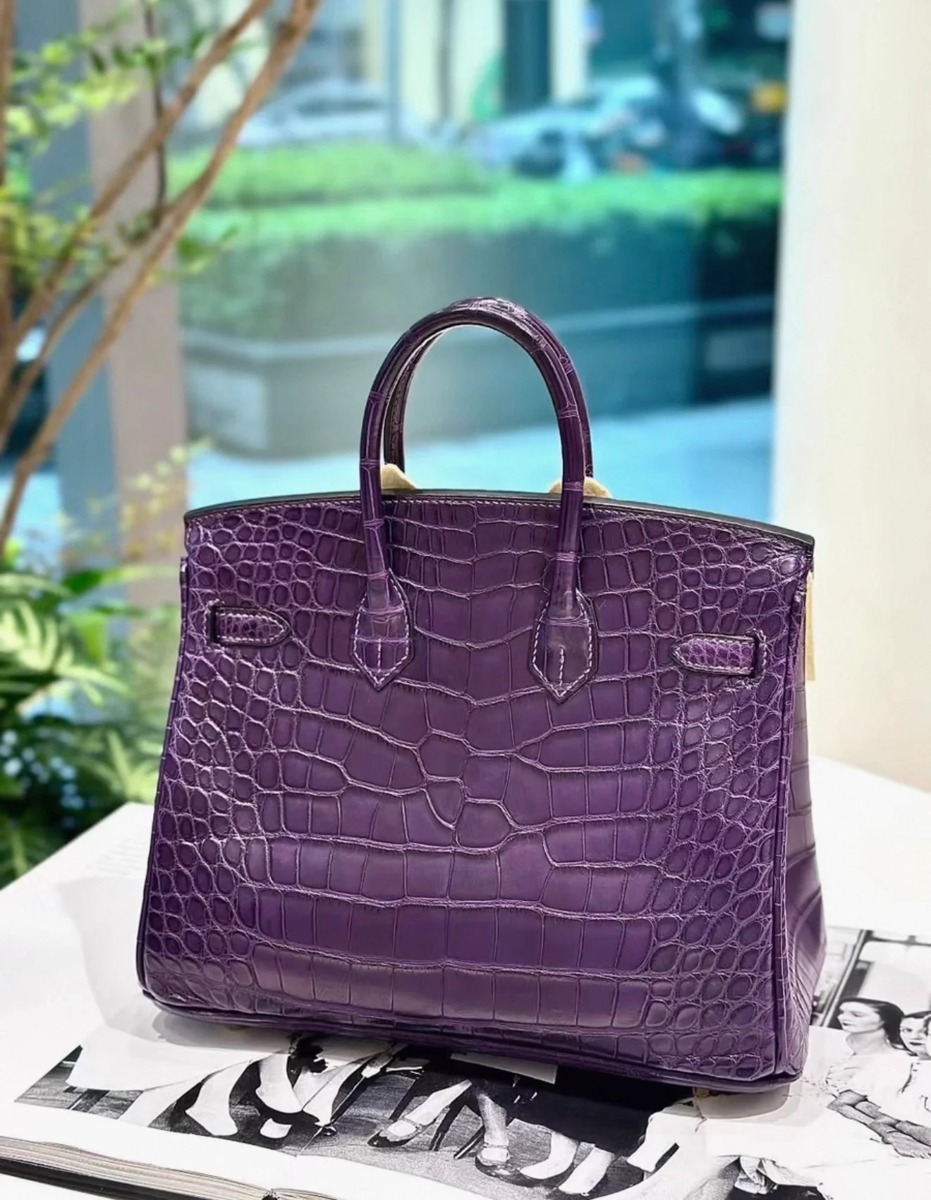 Hermès Birkin 25 Amethyst matte crocodile leather gold hardware - Image 3
