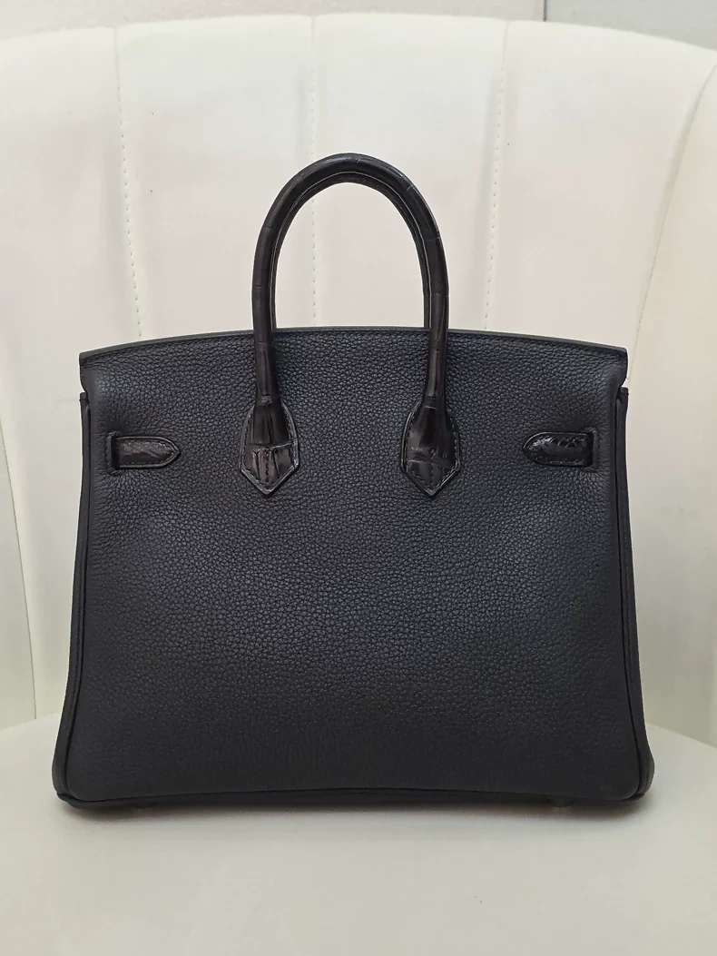 Hermes Birkin 25 touch black crocodile/togo leather palladium hardware - Image 2