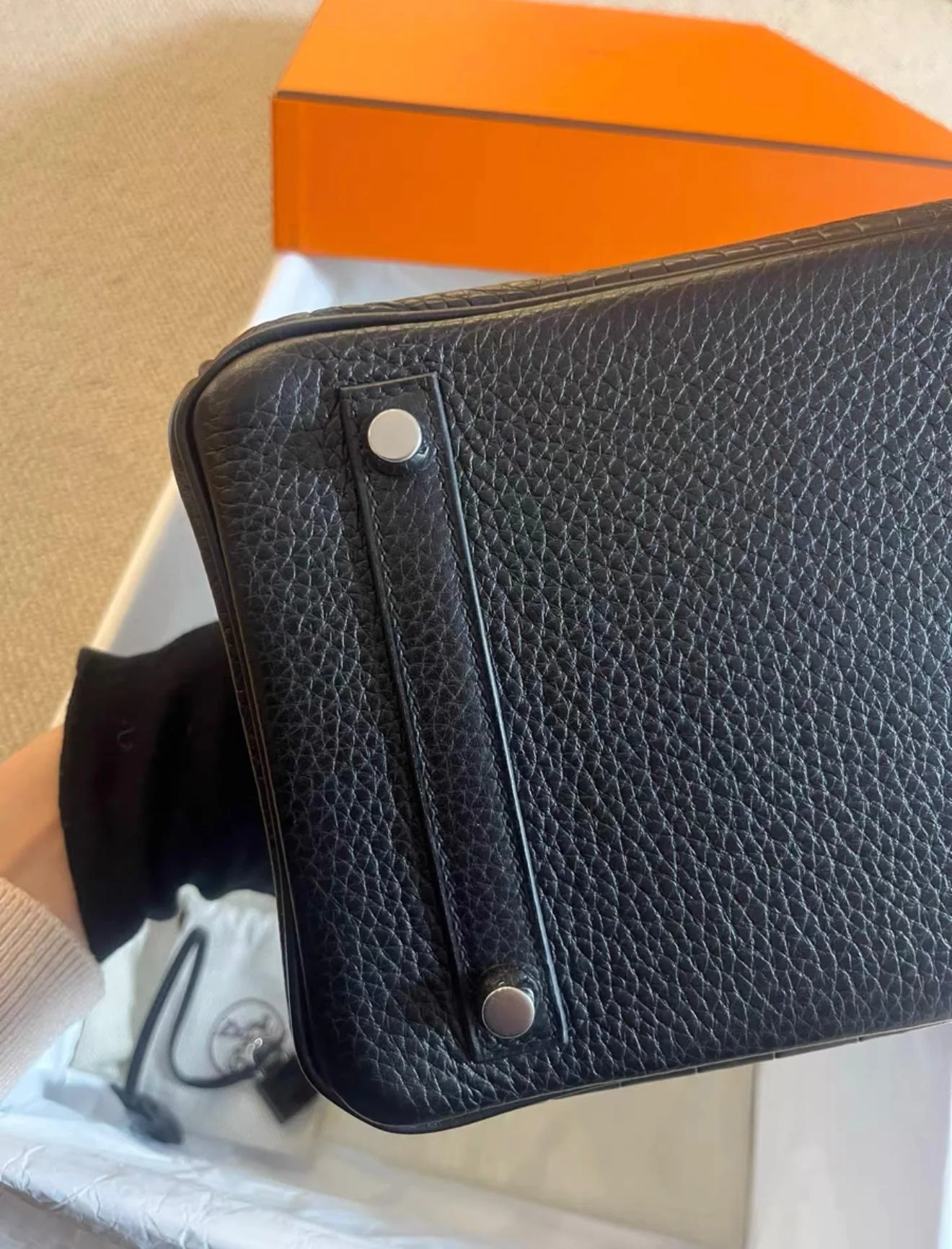 Rare Hermes Birkin 30 Black Matte Crocodile Alligator Togo & Box Leather Palladium Handbag - Image 4