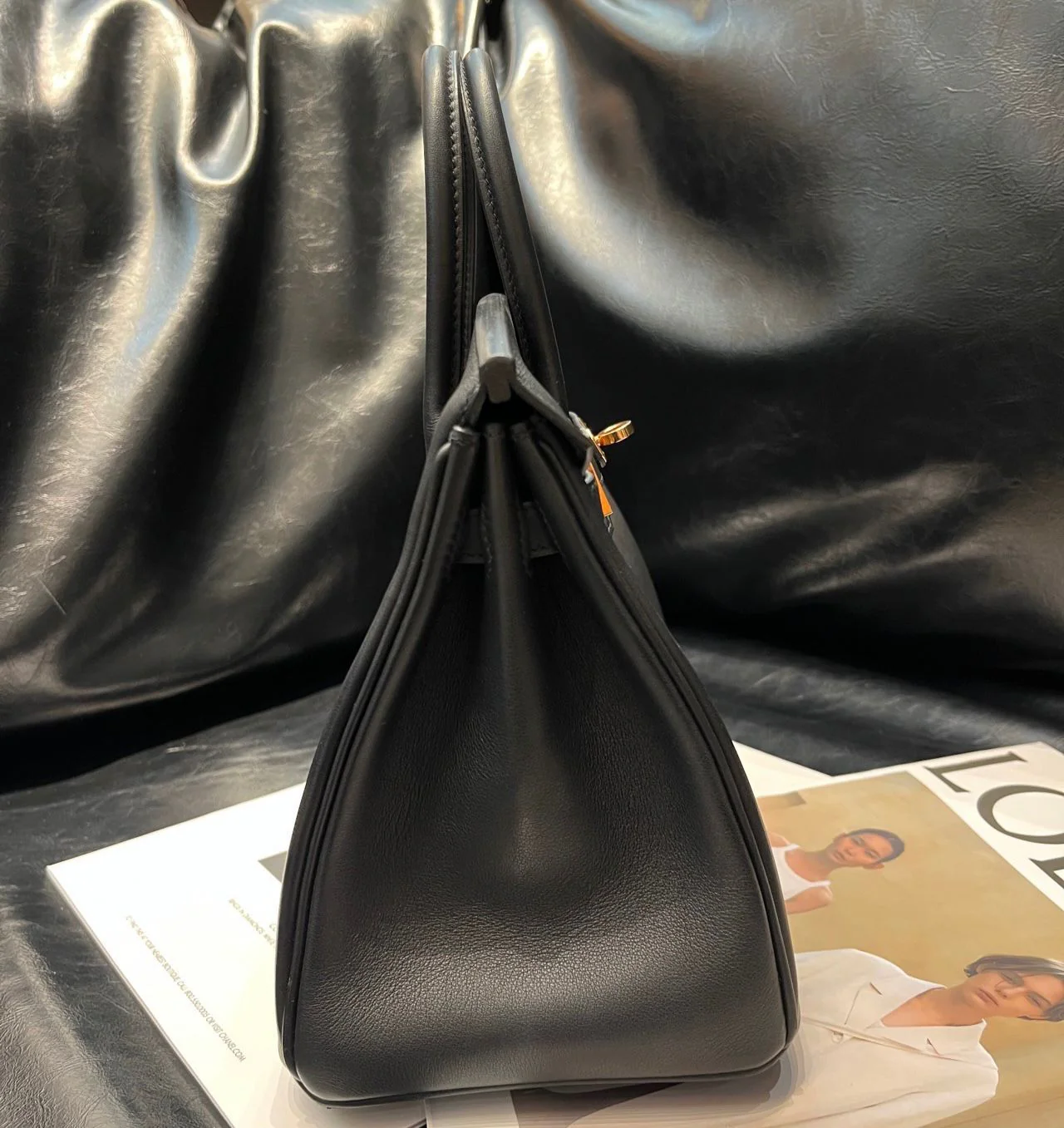 Hermès Birkin 25 Black Swift Leather Rose Gold Hardware - Image 4