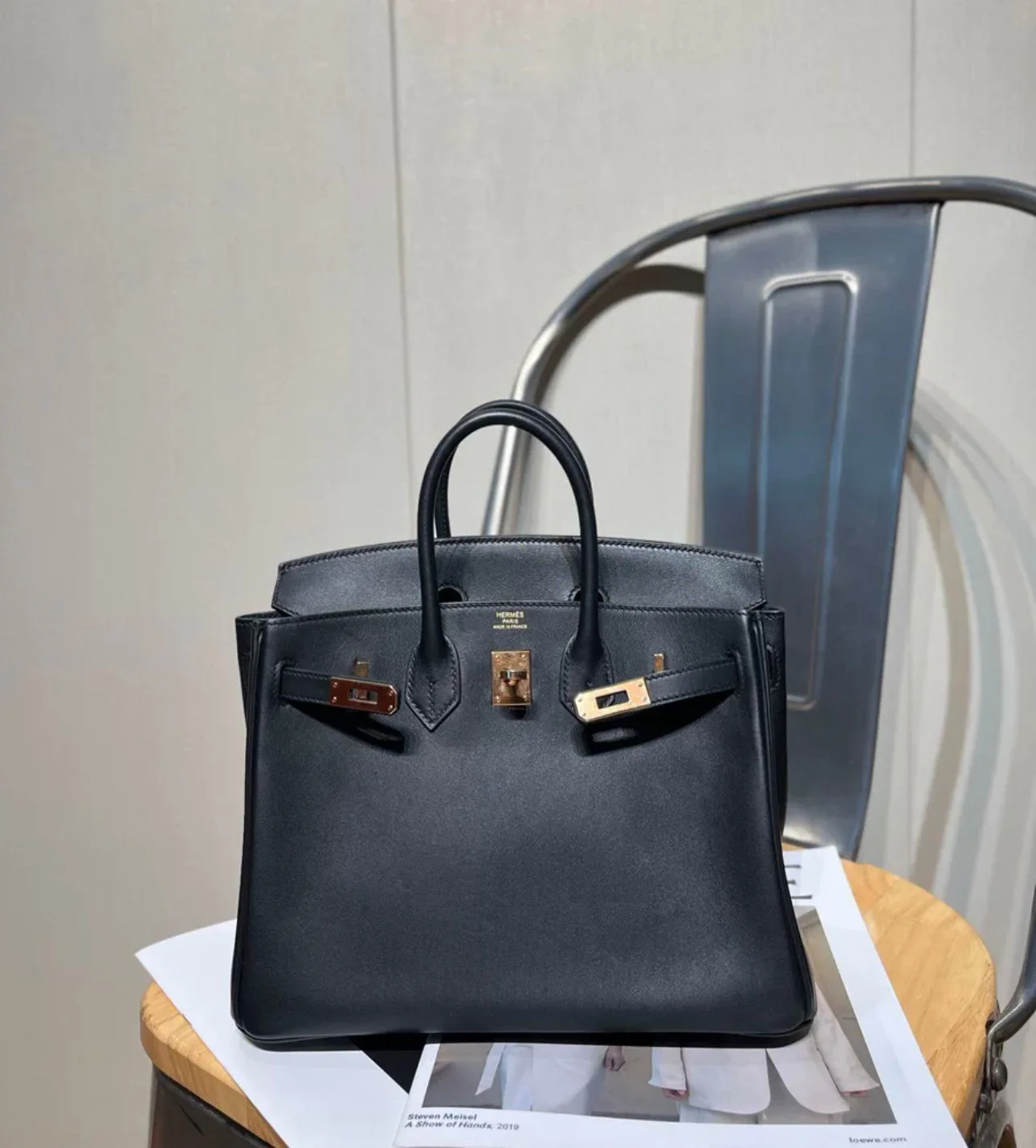 Hermès Birkin 25 Black Swift Leather Rose Gold Hardware - Image 7