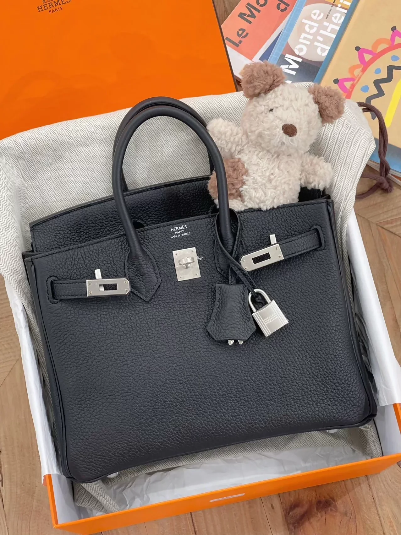 Hermès Birkin 25 black Togo leather with brushed palladium hardware - Image 2