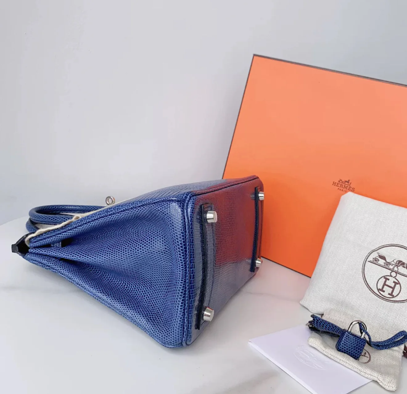 Hermes Birkin 25 Bleu Mykonos Lezard Lizard Palladium Hardware - Image 2