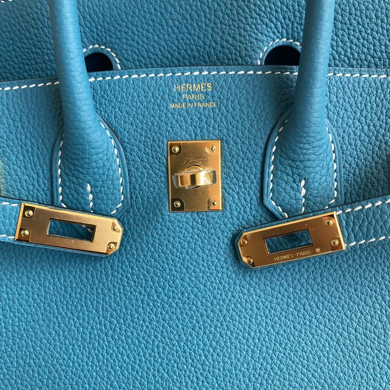 Hermes Birkin 25 blue jean Togo leather Gold hardware - Image 10