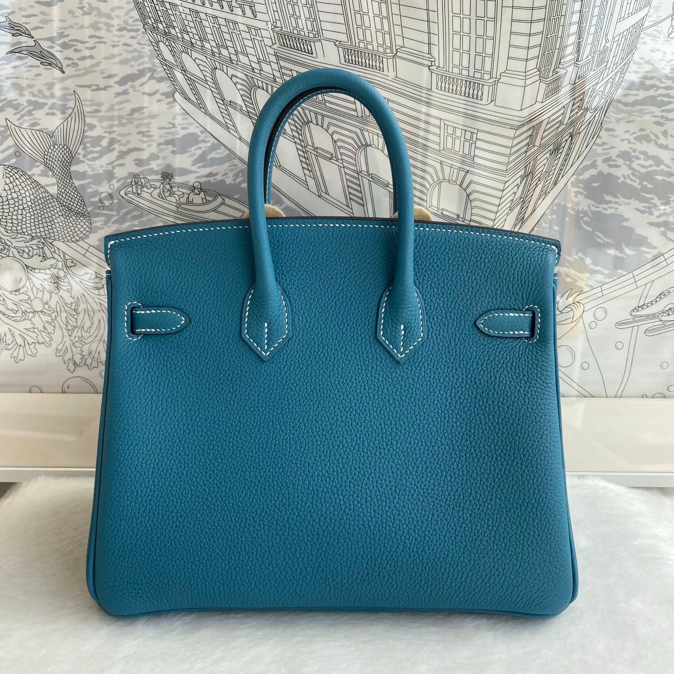 Hermes Birkin 25 blue jean Togo leather Gold hardware - Image 2