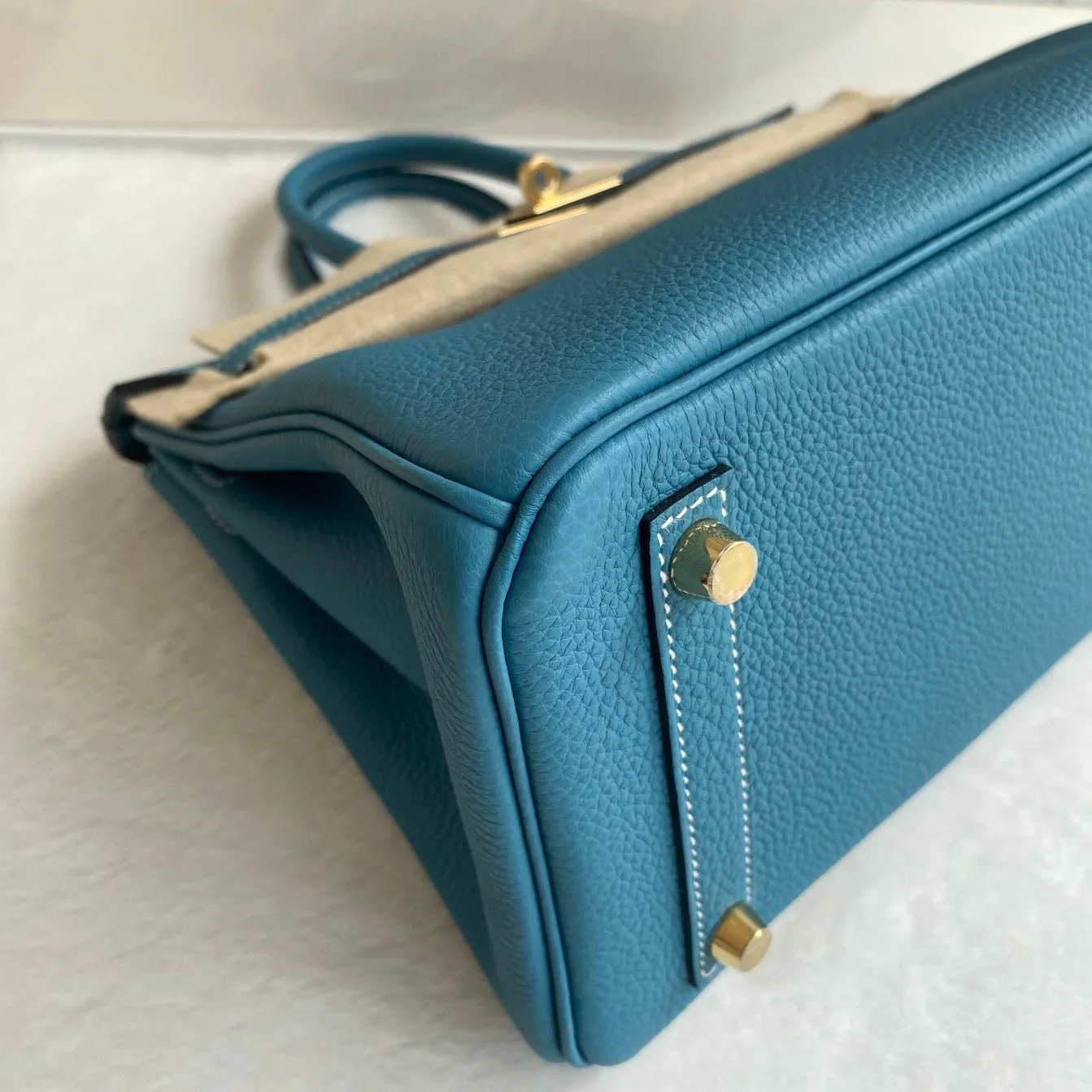 Hermes Birkin 25 blue jean Togo leather Gold hardware - Image 6