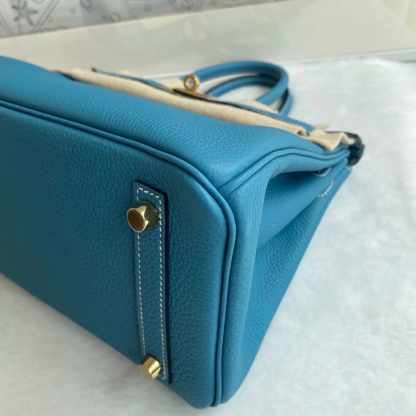 Hermes Birkin 25 blue jean Togo leather Gold hardware - Image 7
