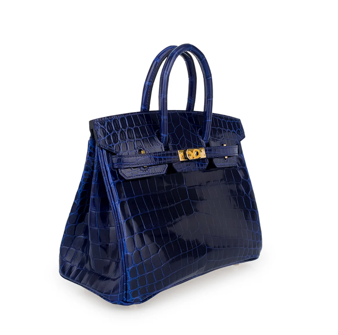 Hermes Birkin 25 Blue Sapphire Shiny Crocodile Leather Gold Hardware - Image 2