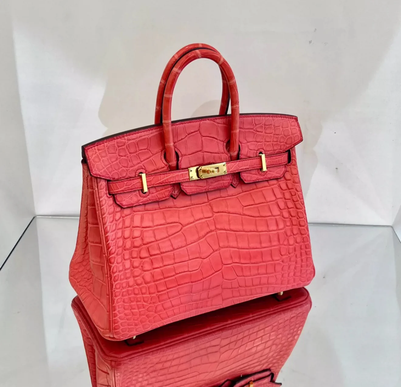 HERMÈS BIRKIN 25 BOUGAINVILLEA MATTE ALLIGATOR GOLD HARDWARE - Image 2