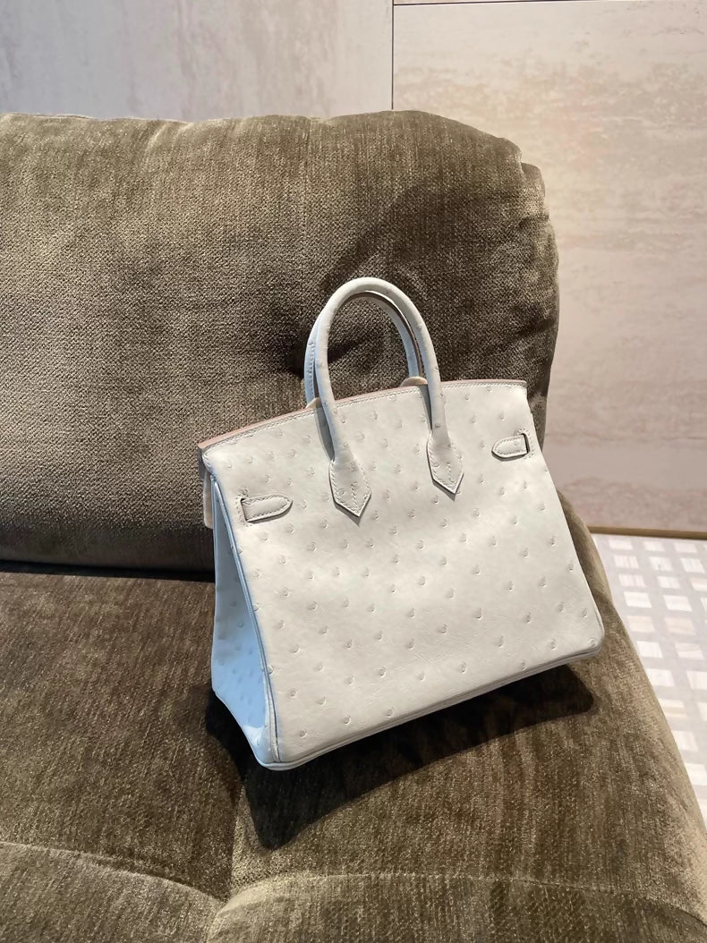 Hermes Birkin 25 Gris Perle ostrich leather gold harwdare - Image 3
