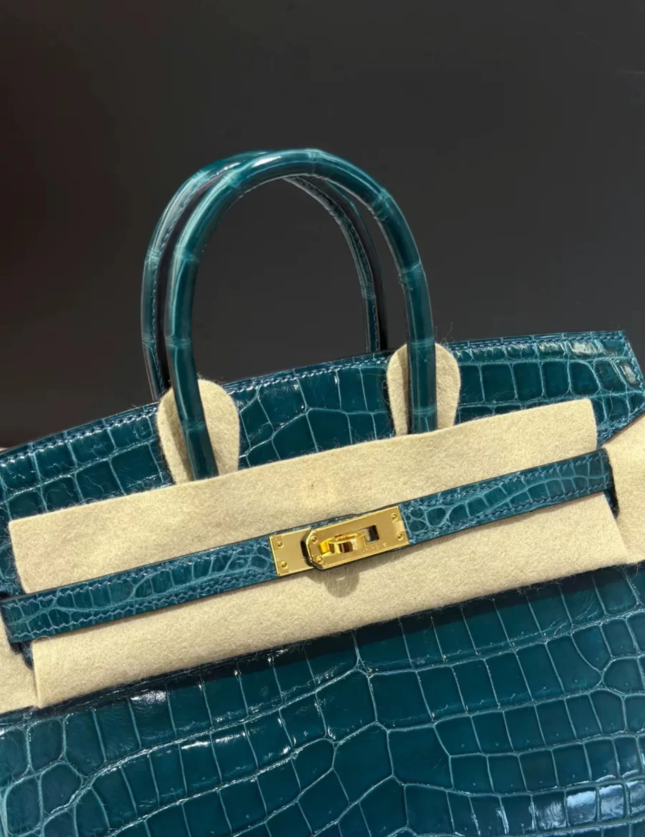 Hermès Birkin 25 Colvert Shiny Crocodile Leather Gold Hardware - Image 2