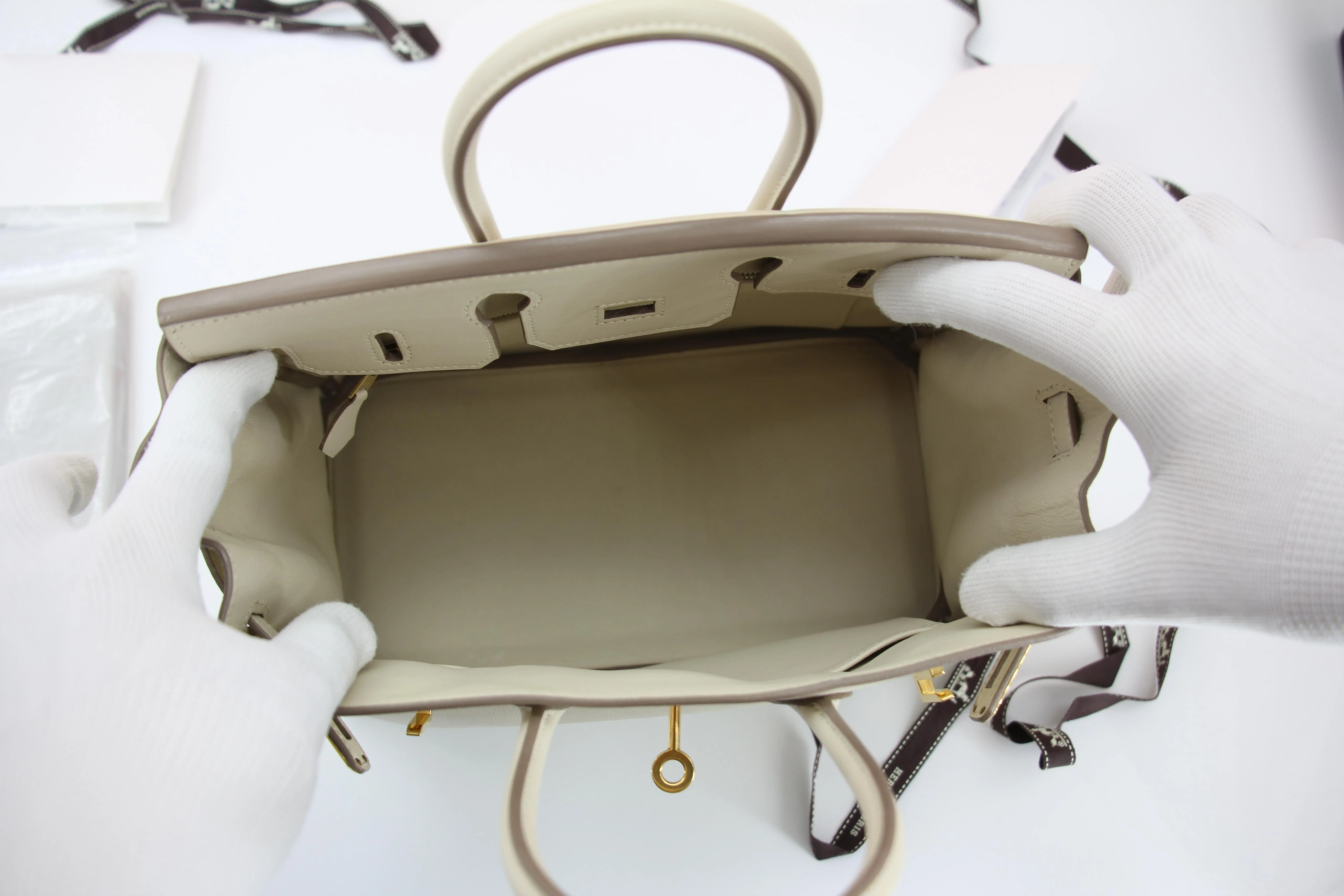 Hermes Birkin 25 Craie Swift leather gold hardware - Image 13