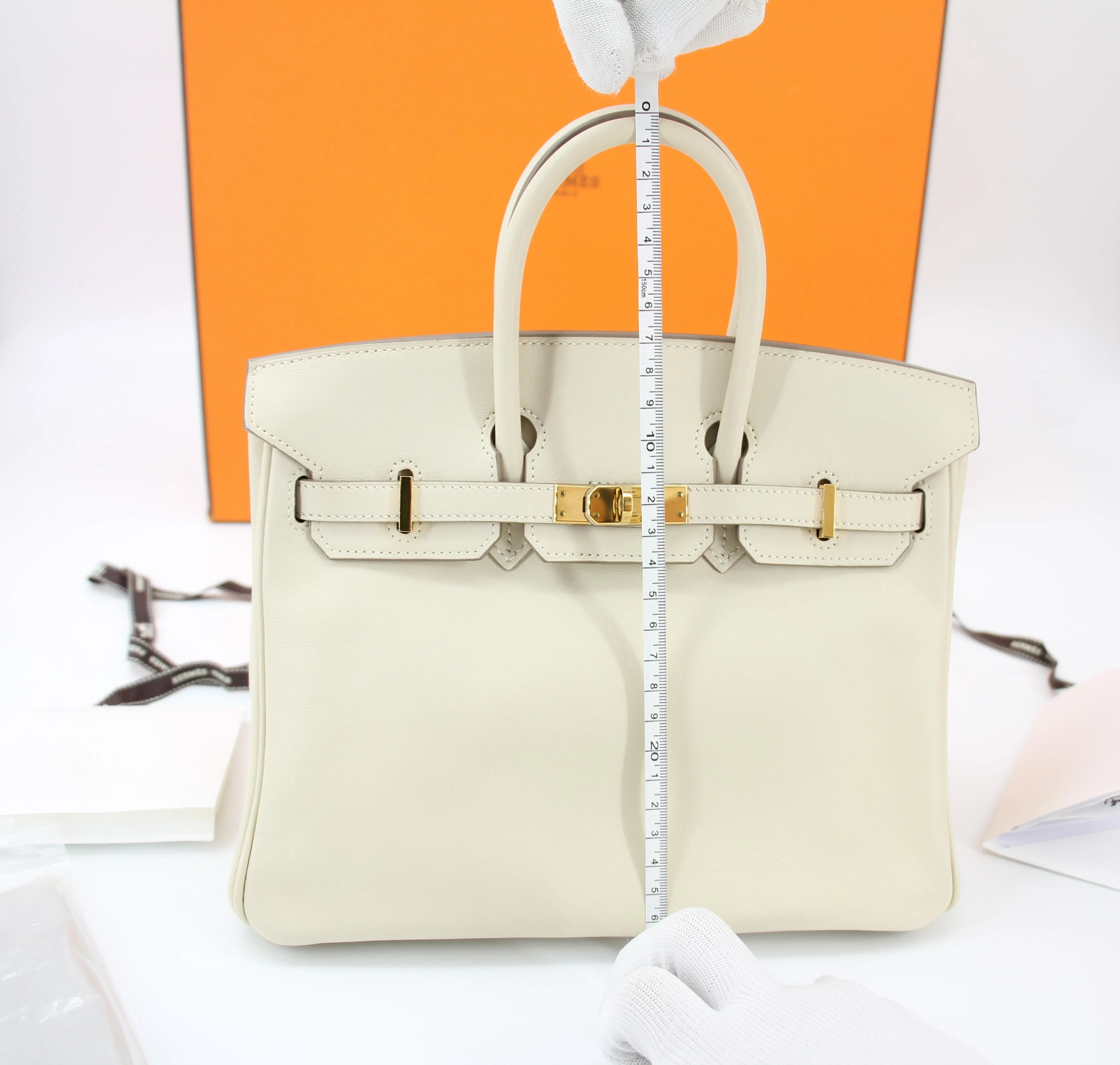 Hermes Birkin 25 Craie Swift leather gold hardware - Image 16