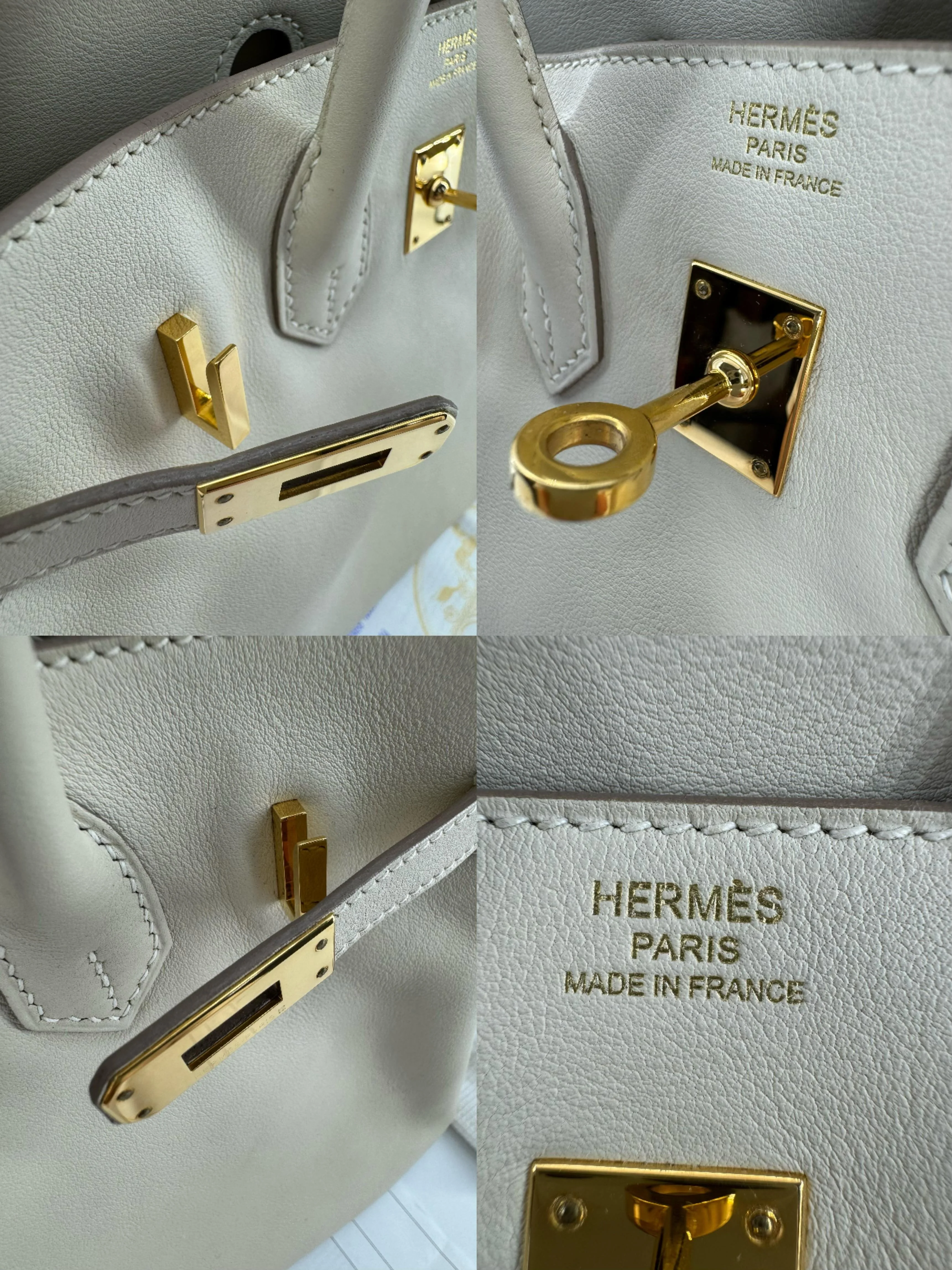 Hermes Birkin 25 Craie Swift leather gold hardware - Image 19