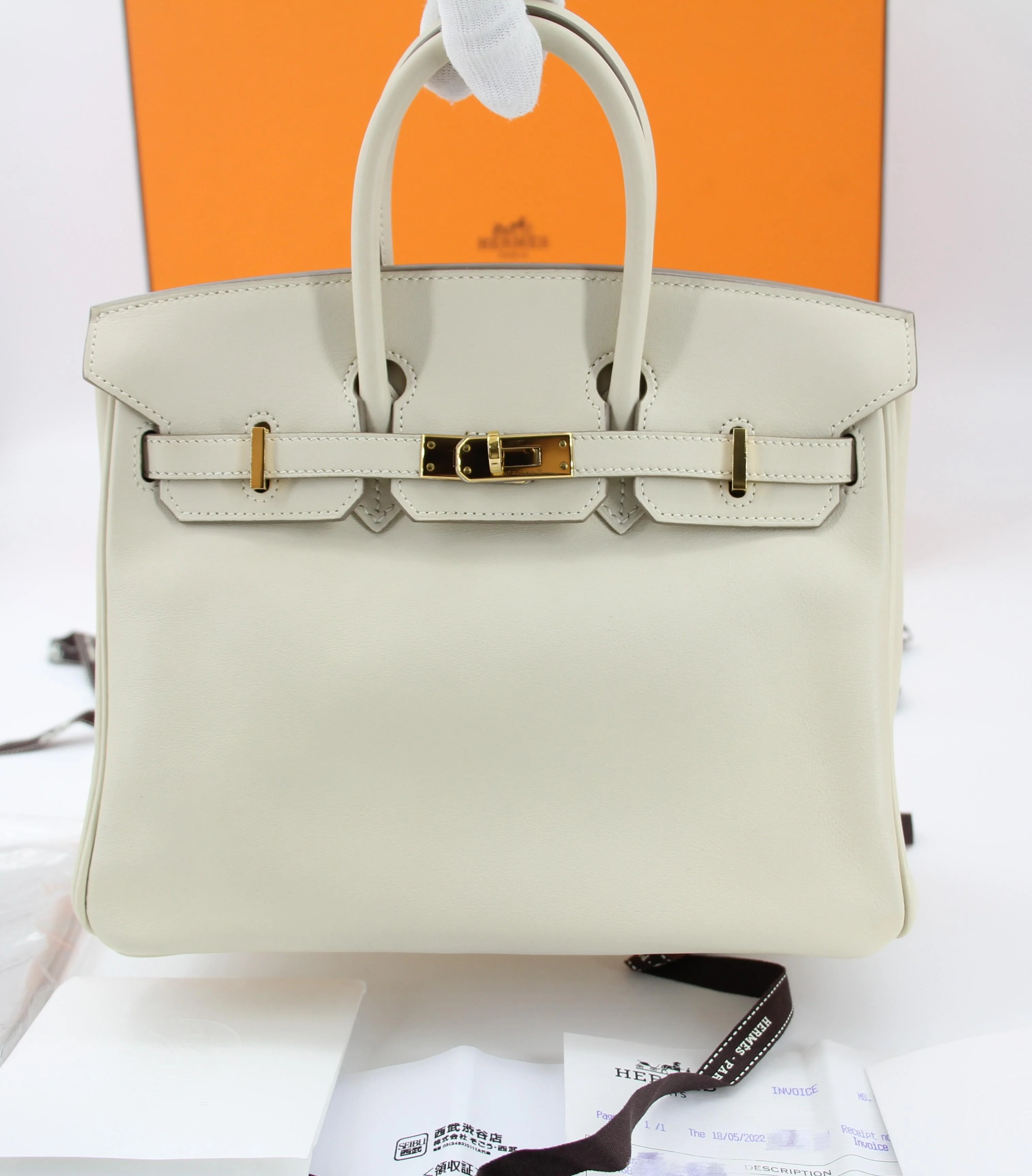 Hermes Birkin 25 Craie Swift leather gold hardware - Image 22