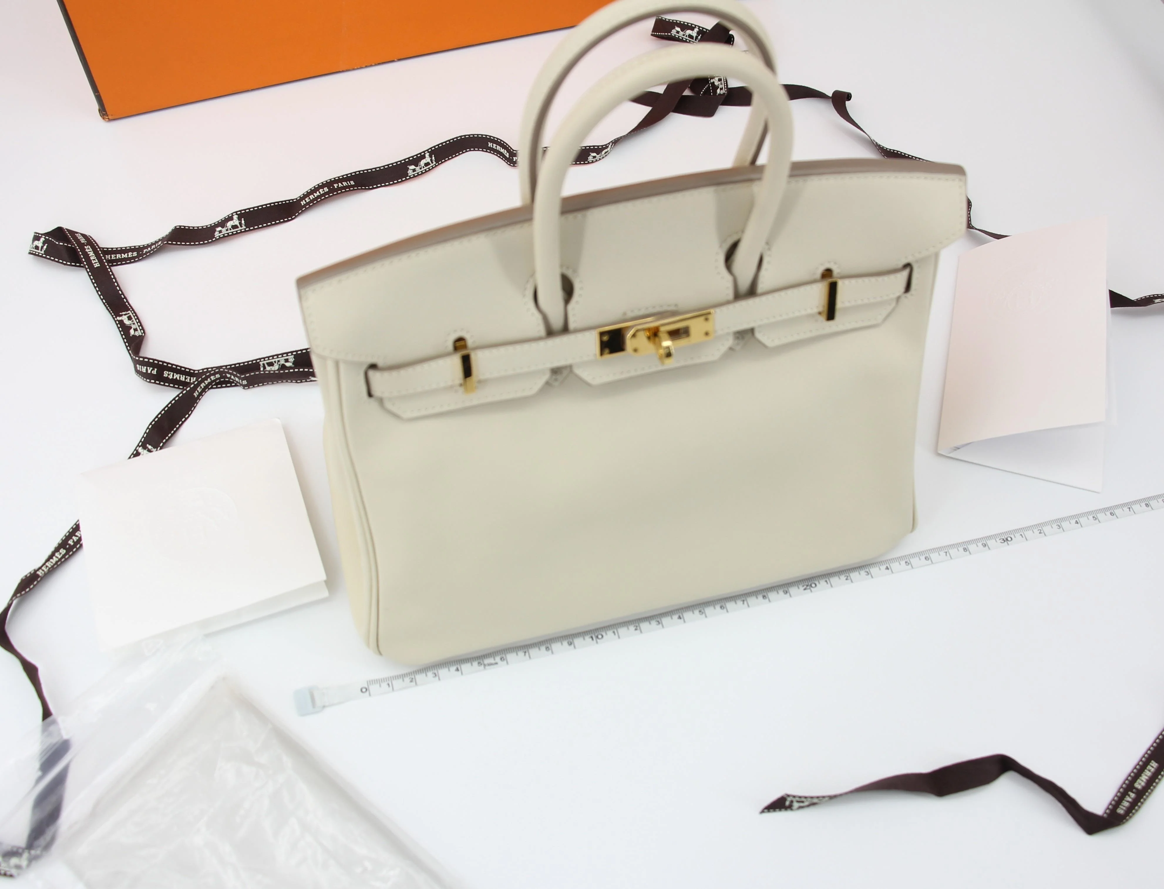 Hermes Birkin 25 Craie Swift leather gold hardware - Image 9