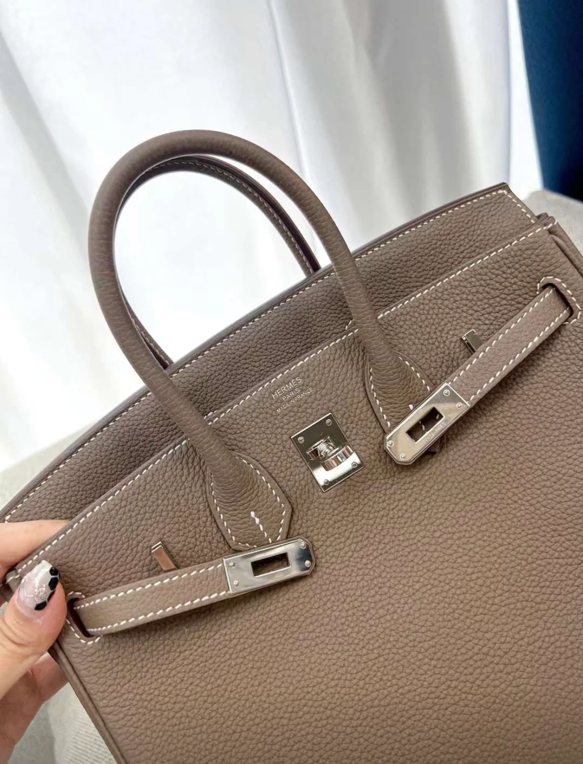 HERMES Birkin 25 Etoupe Togo Palladium Hardware - Image 4