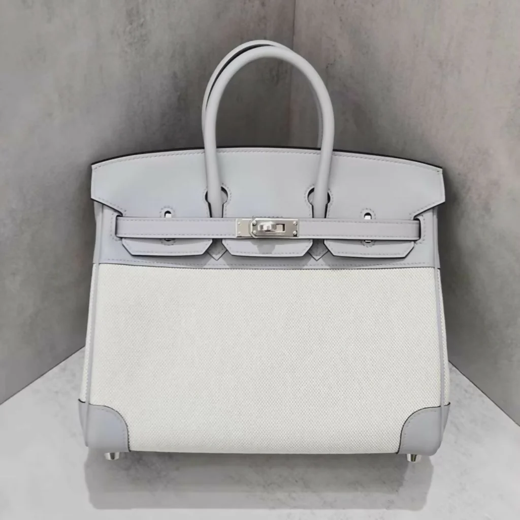 Hermès Birkin 25 Blue Glacier Toile H canvas Swift Palladium Hardware