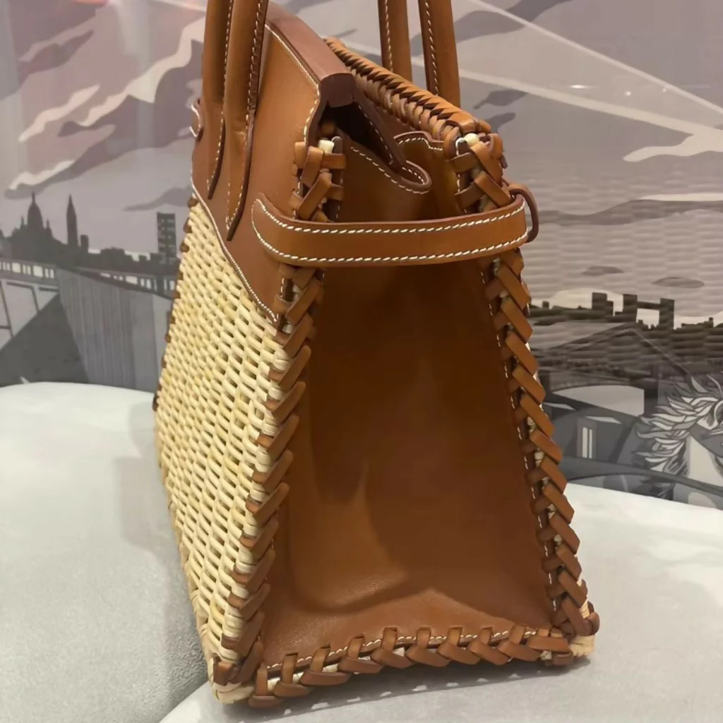 Hermès Birkin 25 Picnic Fauve Barenia Leather Osier Wicker Palladium Hardware - Image 2