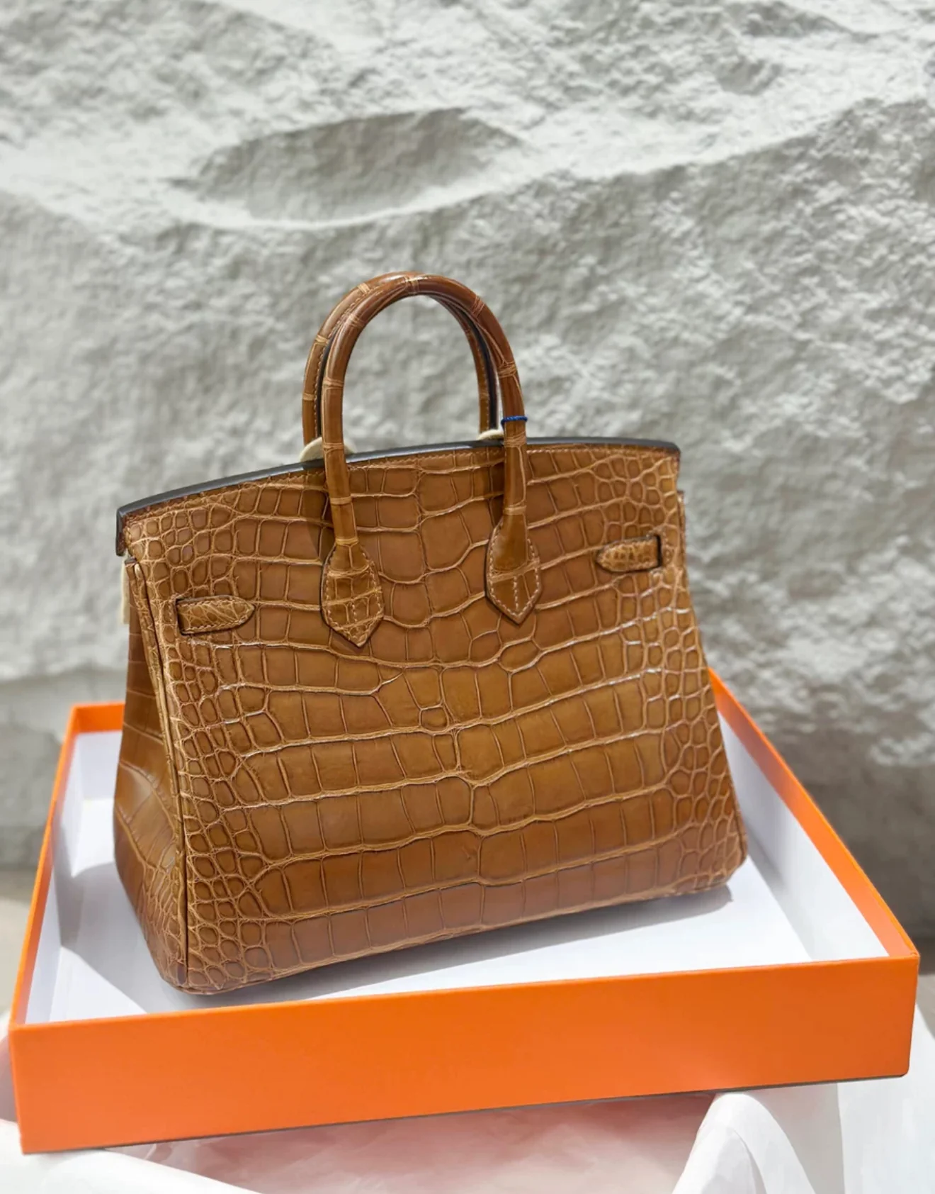 HERMÈS BIRKIN 25 GOLD MATTE ALLIGATOR PALLADIUM HARDWARE - Image 2
