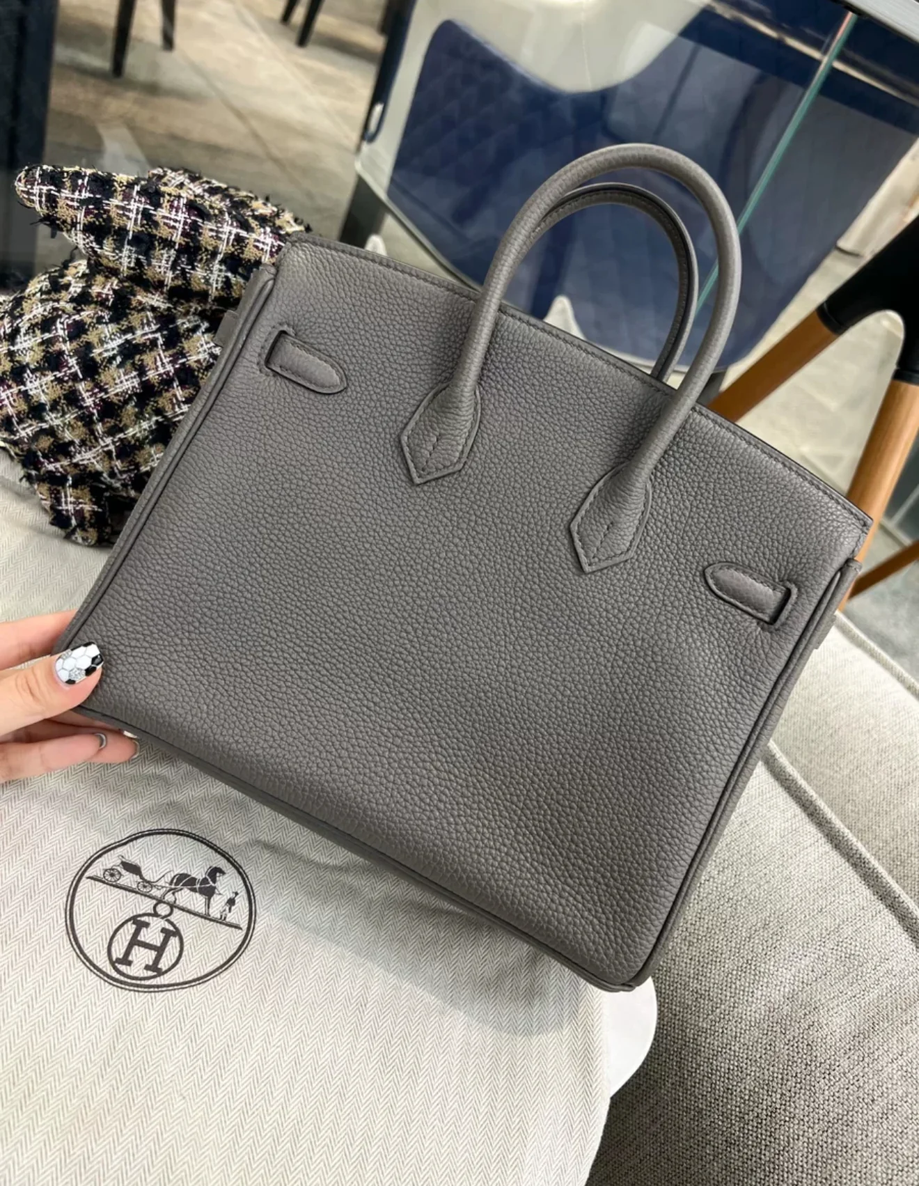 Hermès Birkin 25 Gris Meyer Togo Leather Palladium Hardware - Image 5