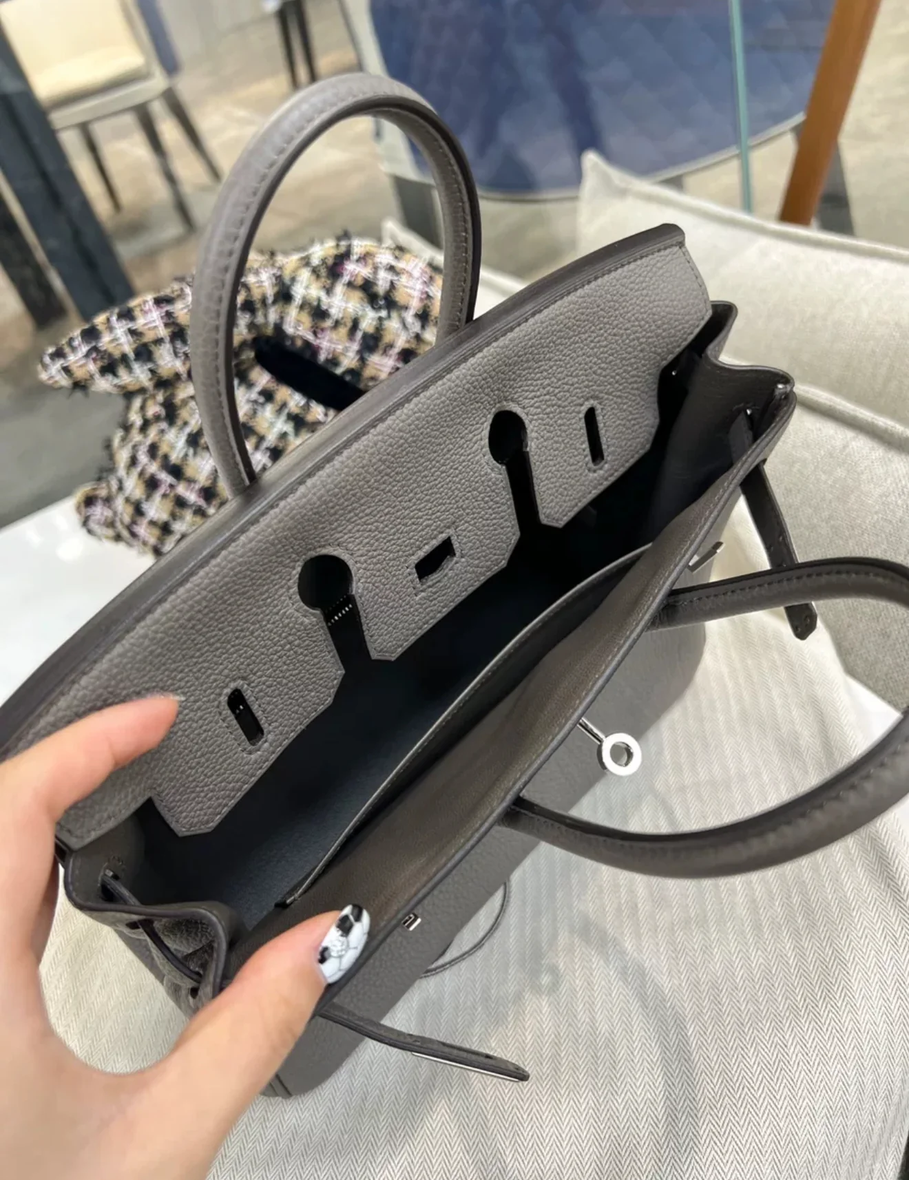 Hermès Birkin 25 Gris Meyer Togo Leather Palladium Hardware - Image 6