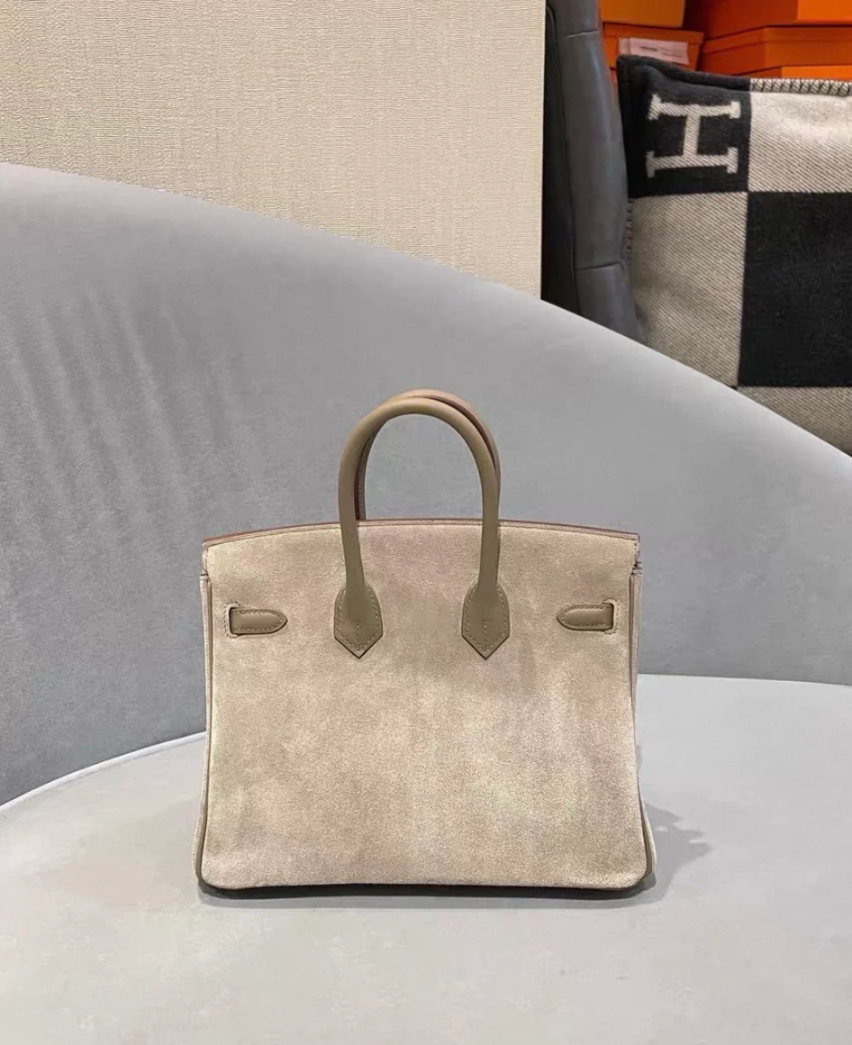 Hermes Birkin 25 Grizzly Suede Gris Swift Palladium Hardware - Image 2