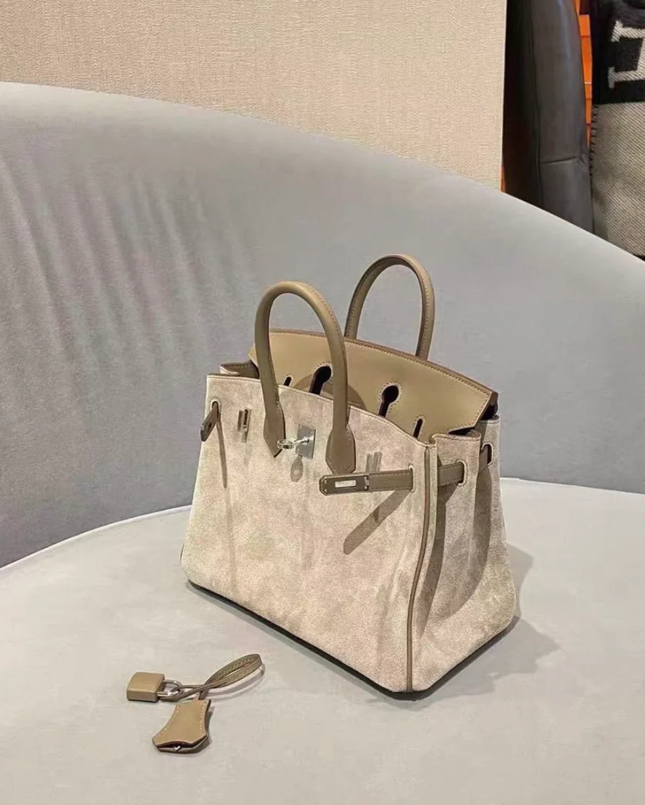 Hermes Birkin 25 Grizzly Suede Gris Swift Palladium Hardware - Image 3