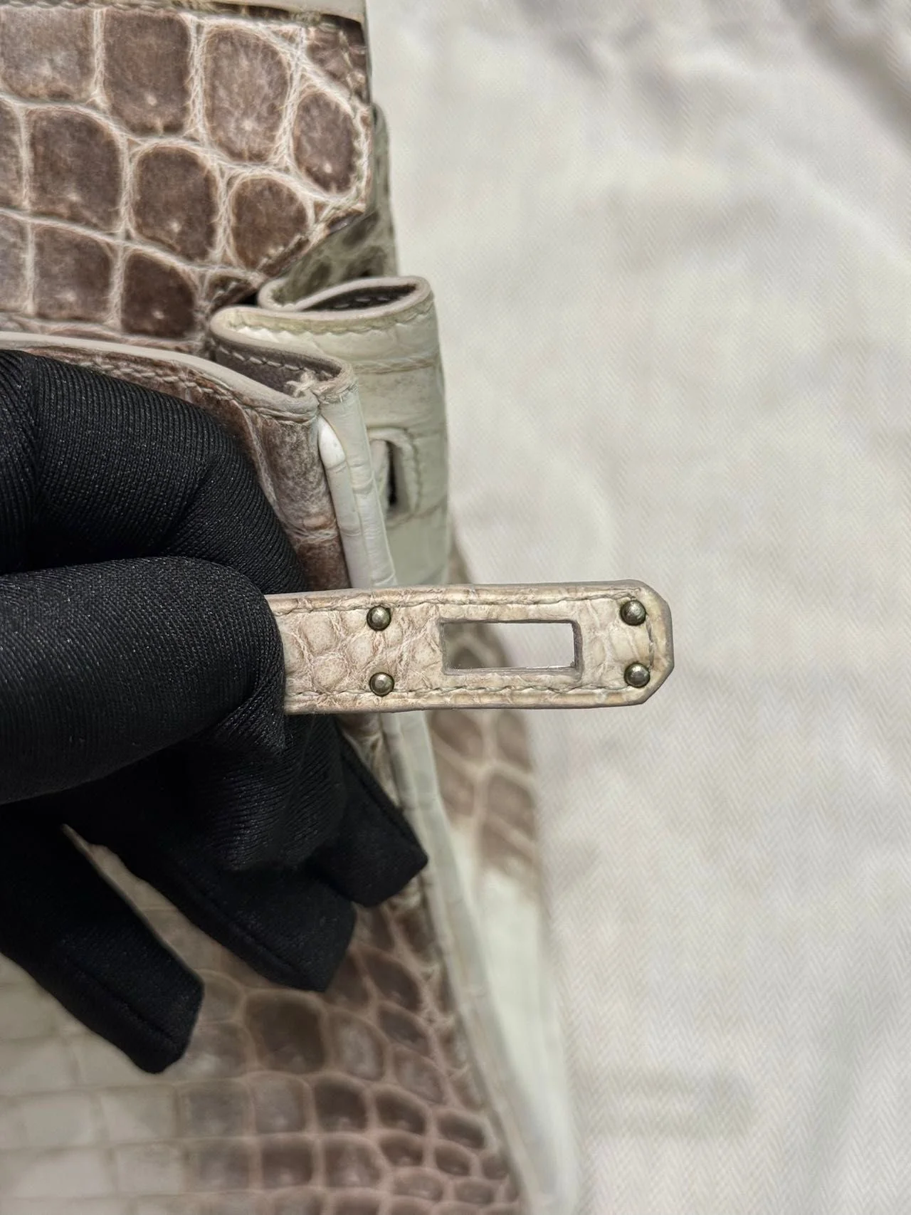 Hermes Birkin 25 Himalaya crocodile leather Palladium Hardware - Image 15