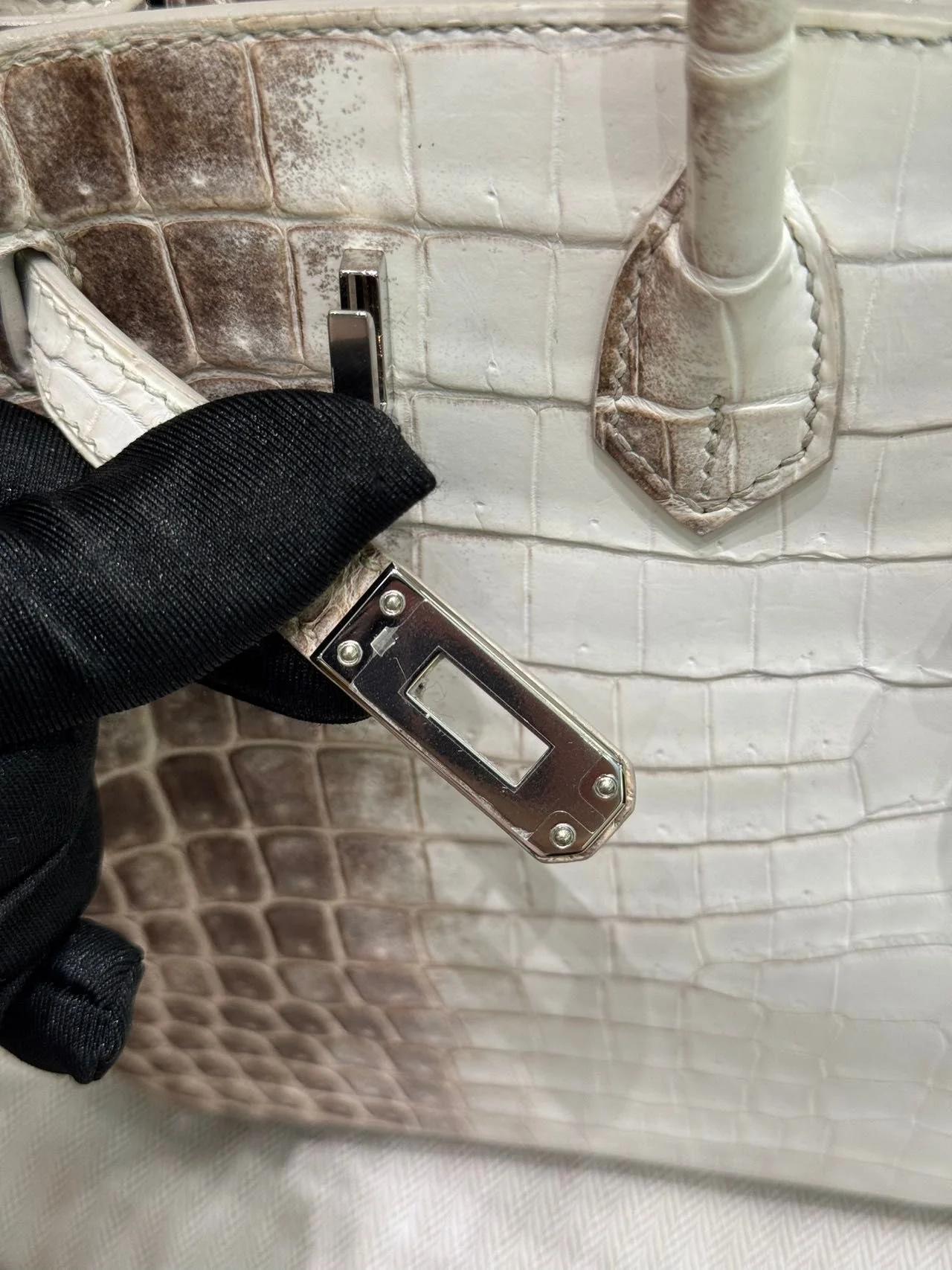 Hermes Birkin 25 Himalaya crocodile leather Palladium Hardware - Image 17