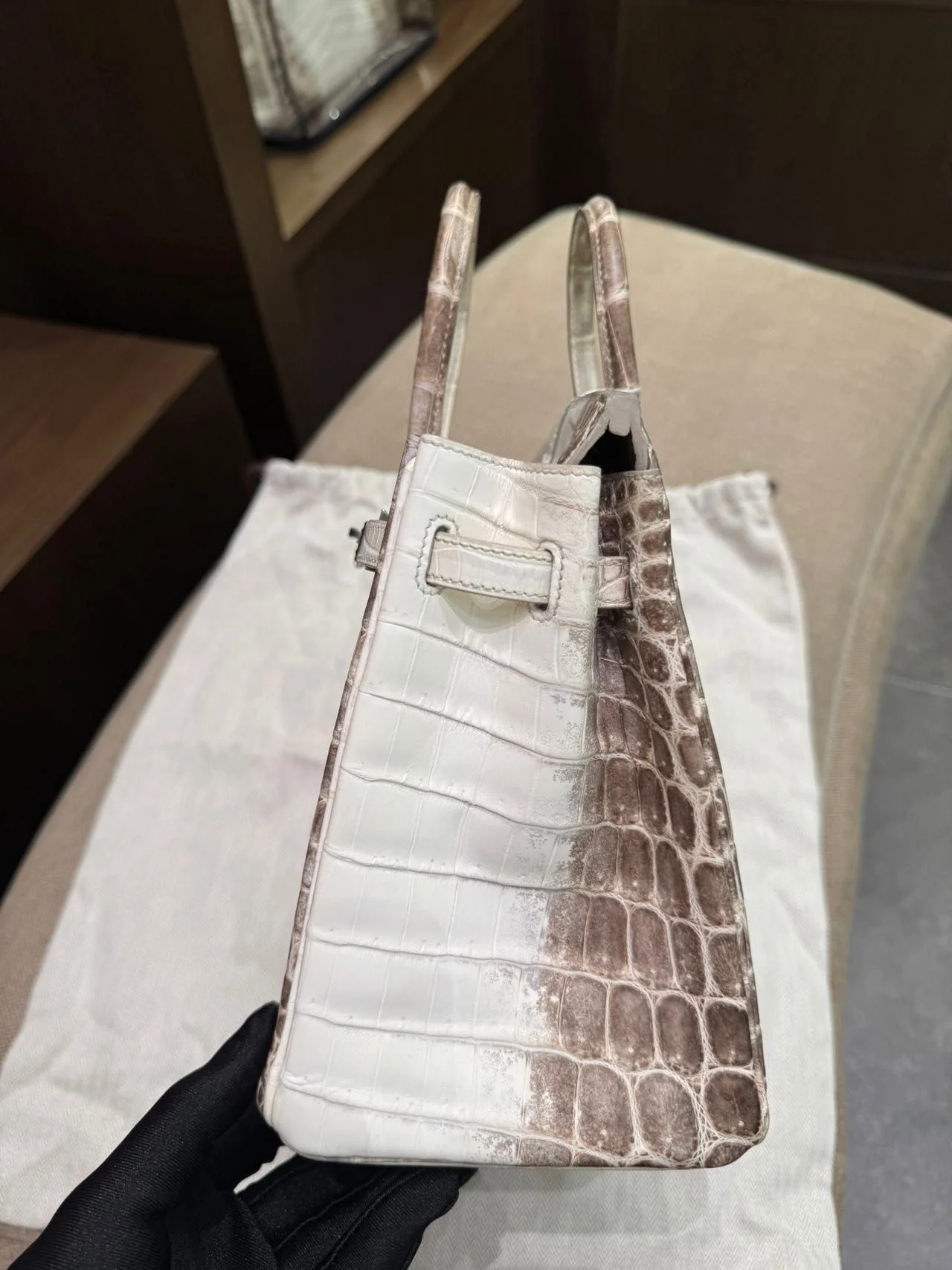Hermes Birkin 25 Himalaya crocodile leather Palladium Hardware - Image 2