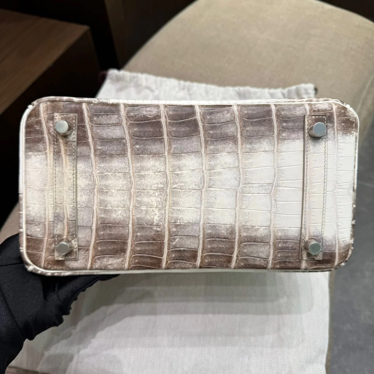 Hermes Birkin 25 Himalaya crocodile leather Palladium Hardware - Image 4