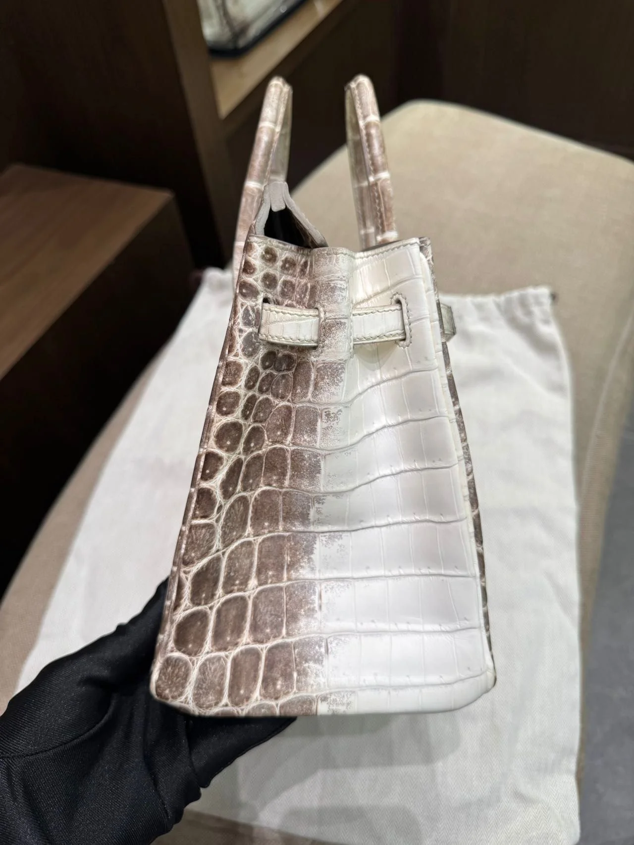 Hermes Birkin 25 Himalaya crocodile leather Palladium Hardware - Image 5
