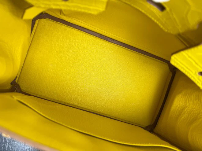 Hermes Birkin 25 Lime Yellow Matte Crocodile Gold Hardware Handbag - Image 22