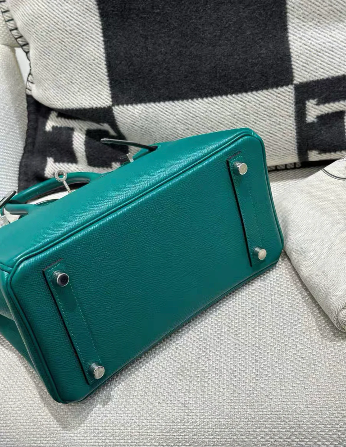 Hermes Birkin 25 Malachite Green Epsom leather Palladium hardware - Image 6