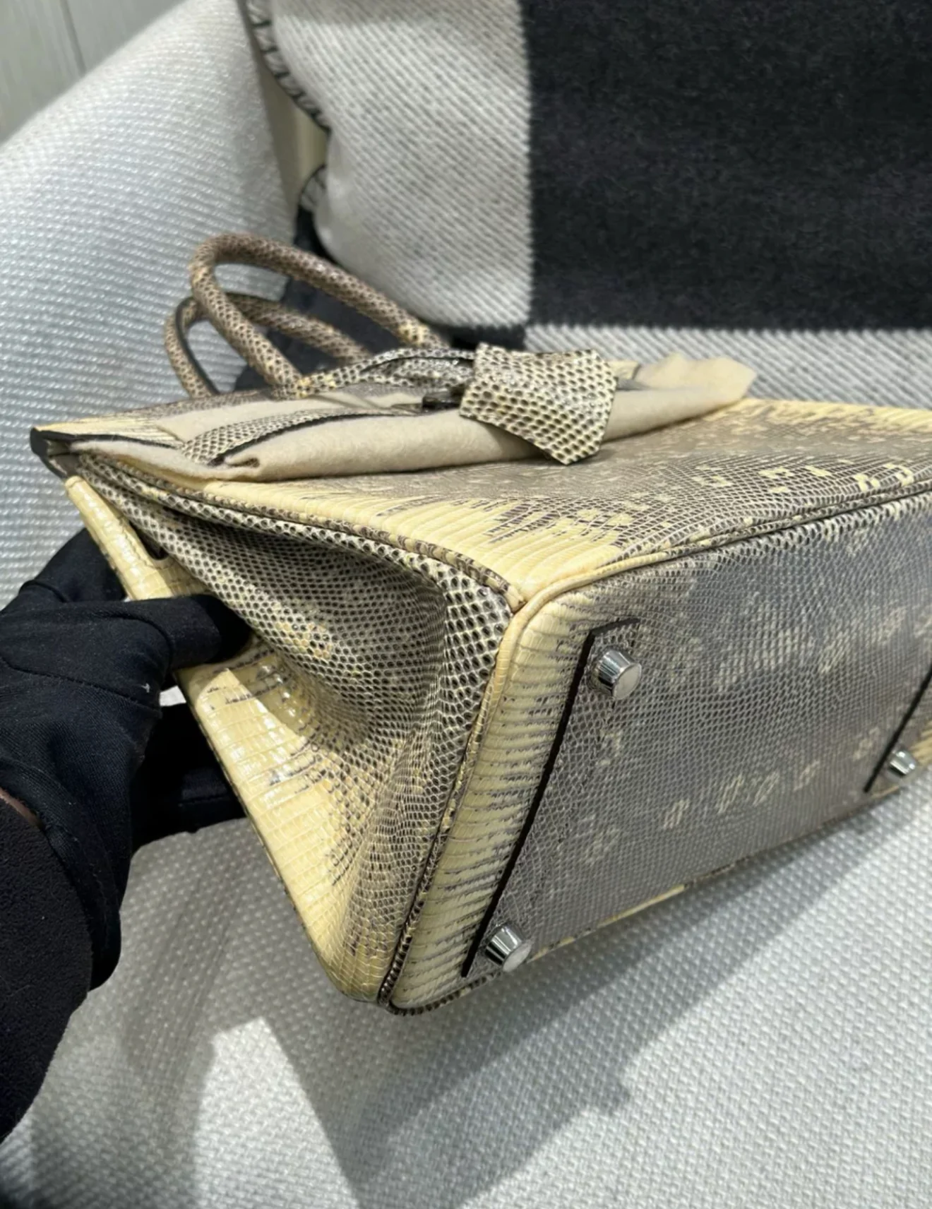 Hermès Birkin 25 Ombre Varanus Salvator Lizard Palladium Hardware - Image 4