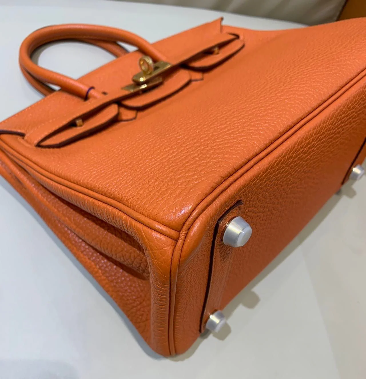 Hermes Birkin 25 Orange Togo Leather Gold Hardware - Image 4