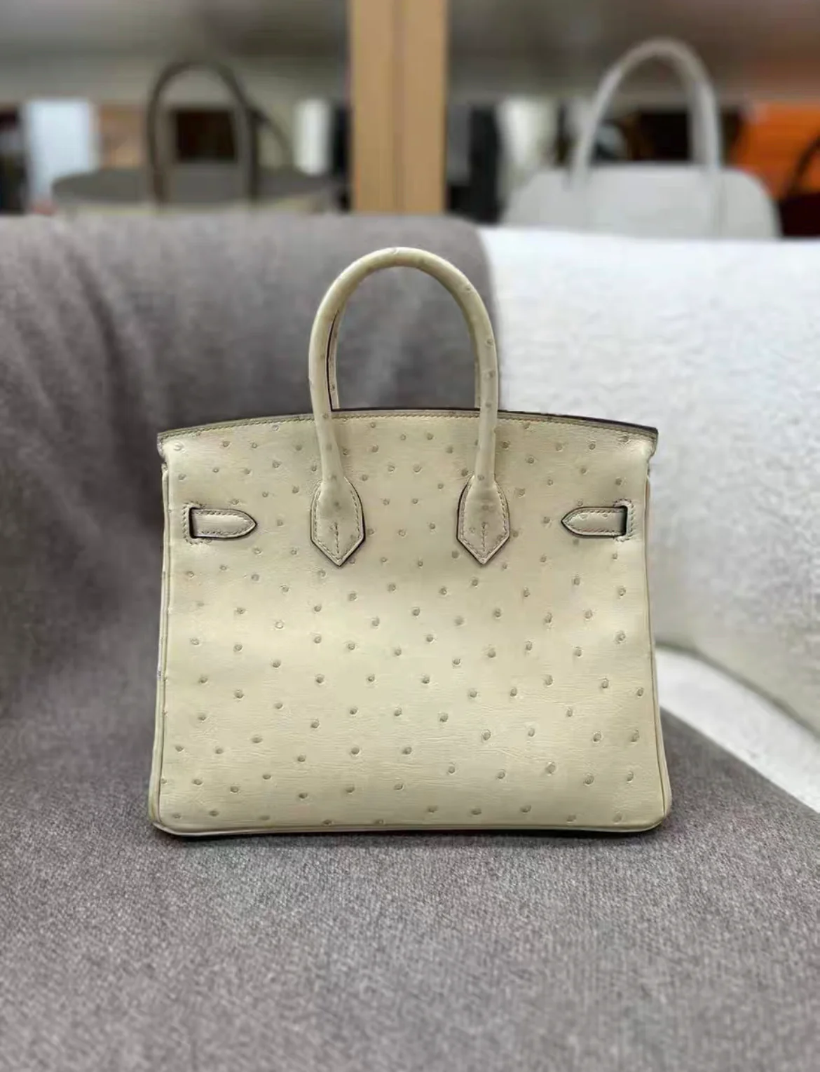 Hermès Birkin 25 Ostrich Gold Hardware - Image 3