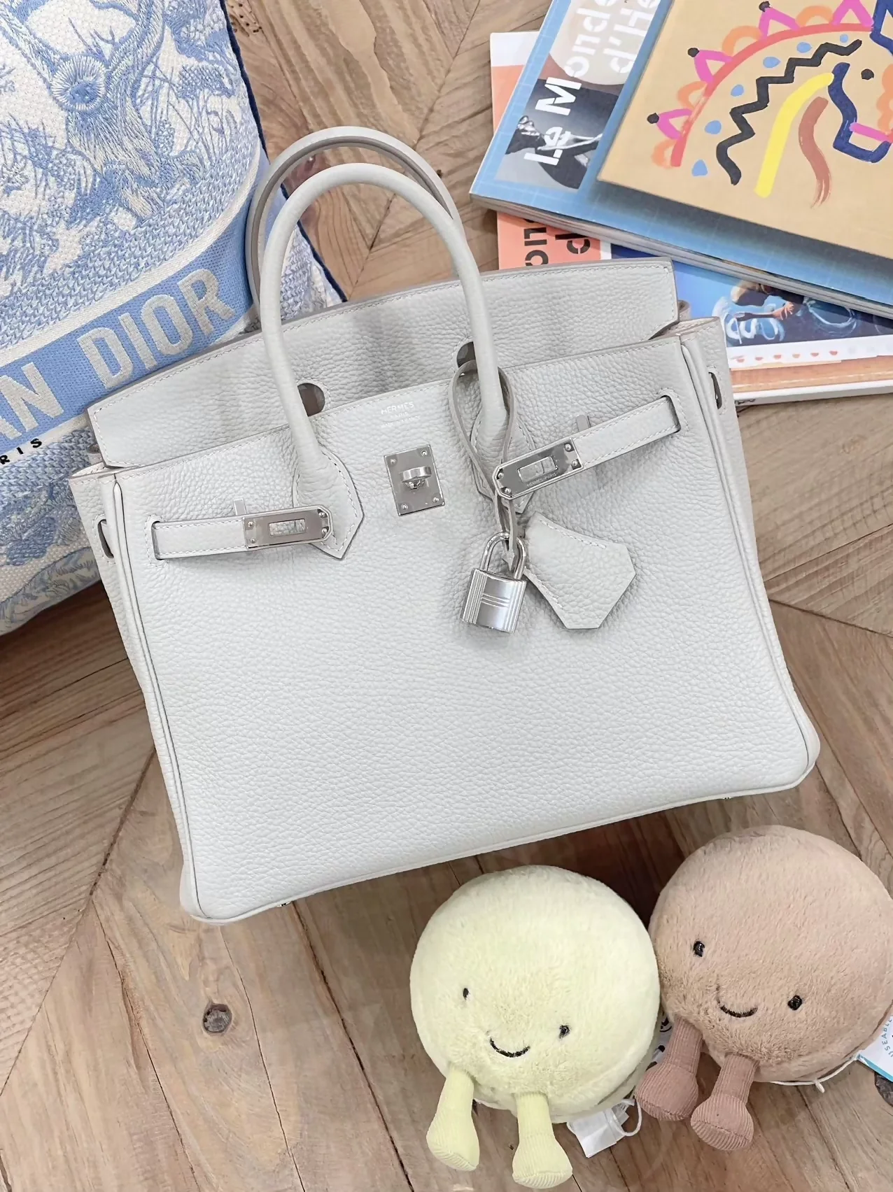 Hermès Birkin 25, Pearl Grey Togo leather with palladium hardware - Image 2