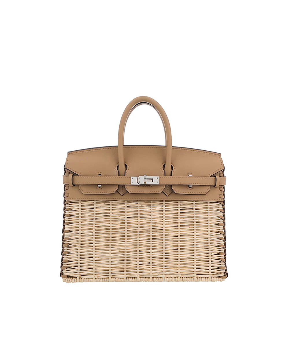 HERMÈS Birkin 25 Picnic Mini Chai Swift leather Palladium hardware