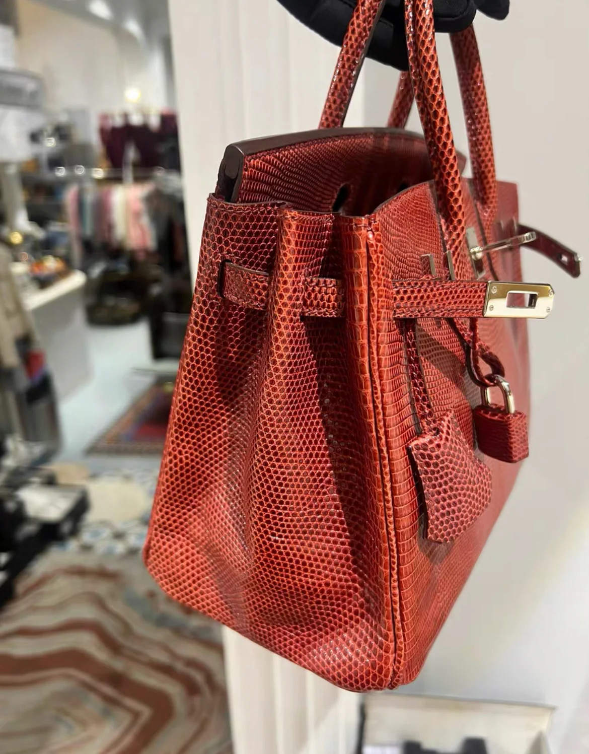 Hermès Birkin 25 Red Lizard Palladium Hardware - Image 4