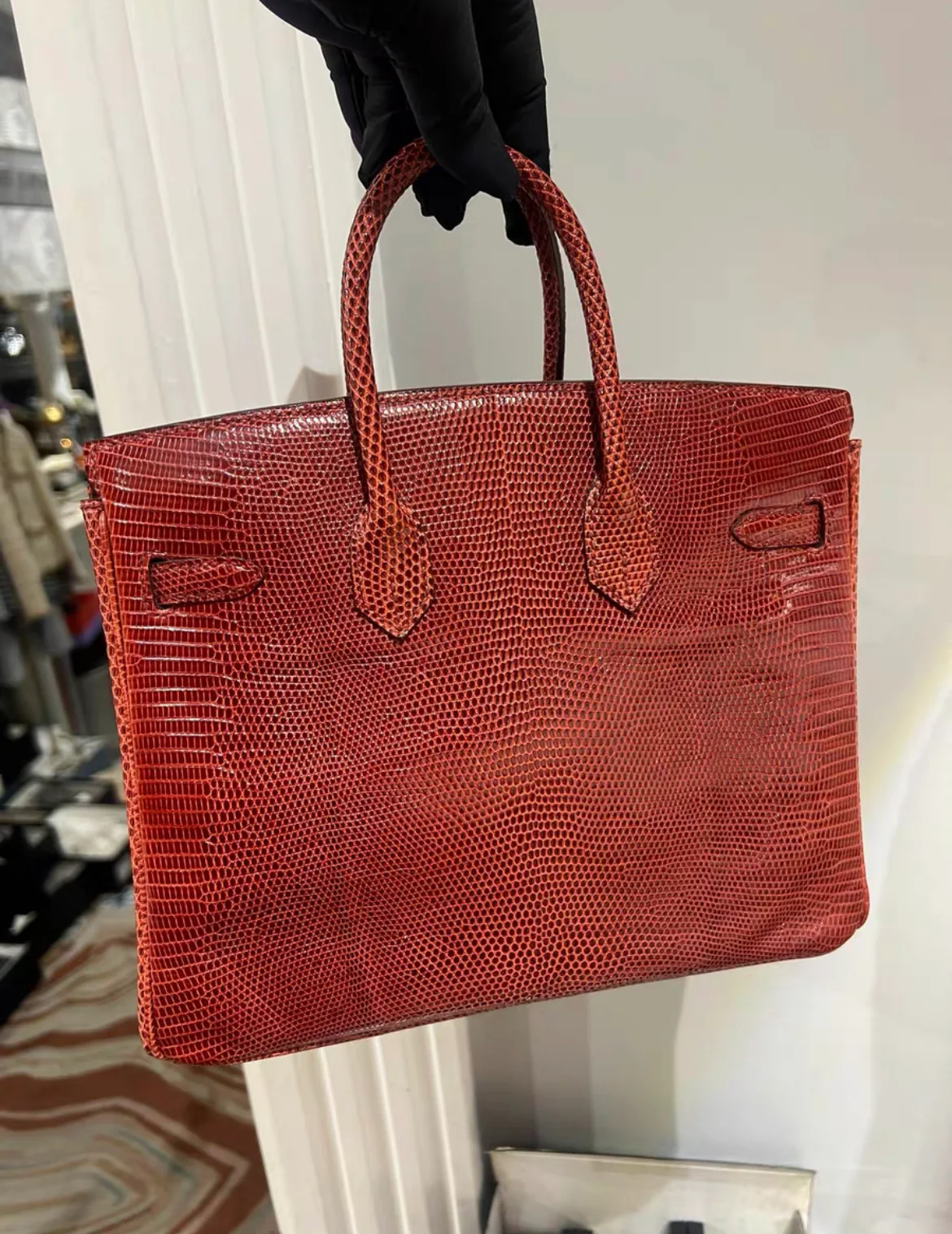 Hermès Birkin 25 Red Lizard Palladium Hardware - Image 5