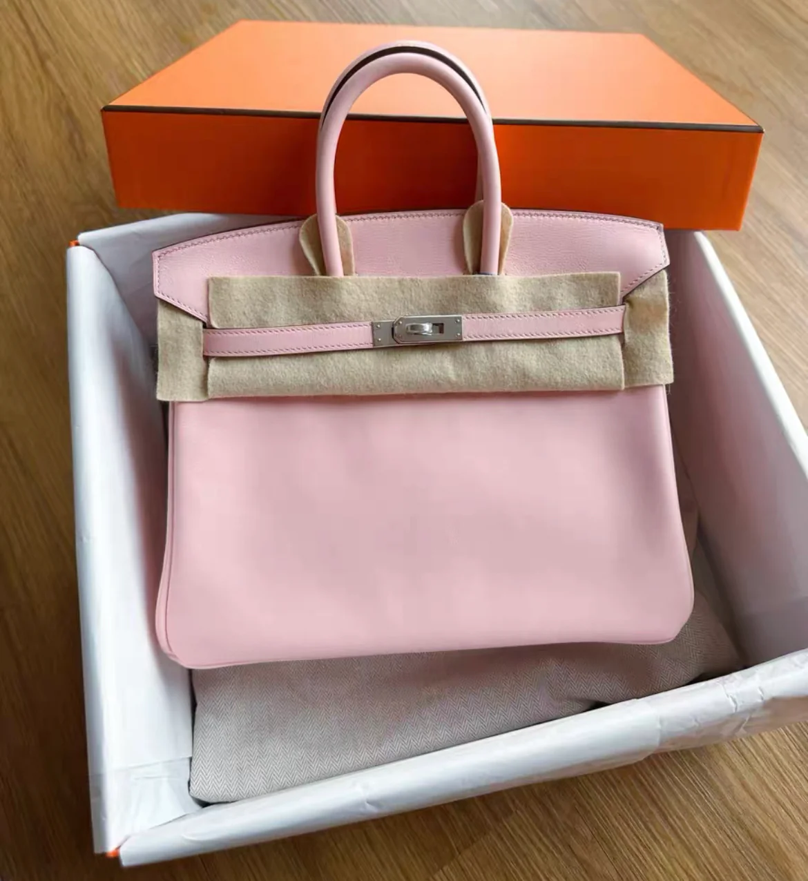 Hermes Birkin 25 Rose Sakura Pink Swift Palladium Hardware Handbag