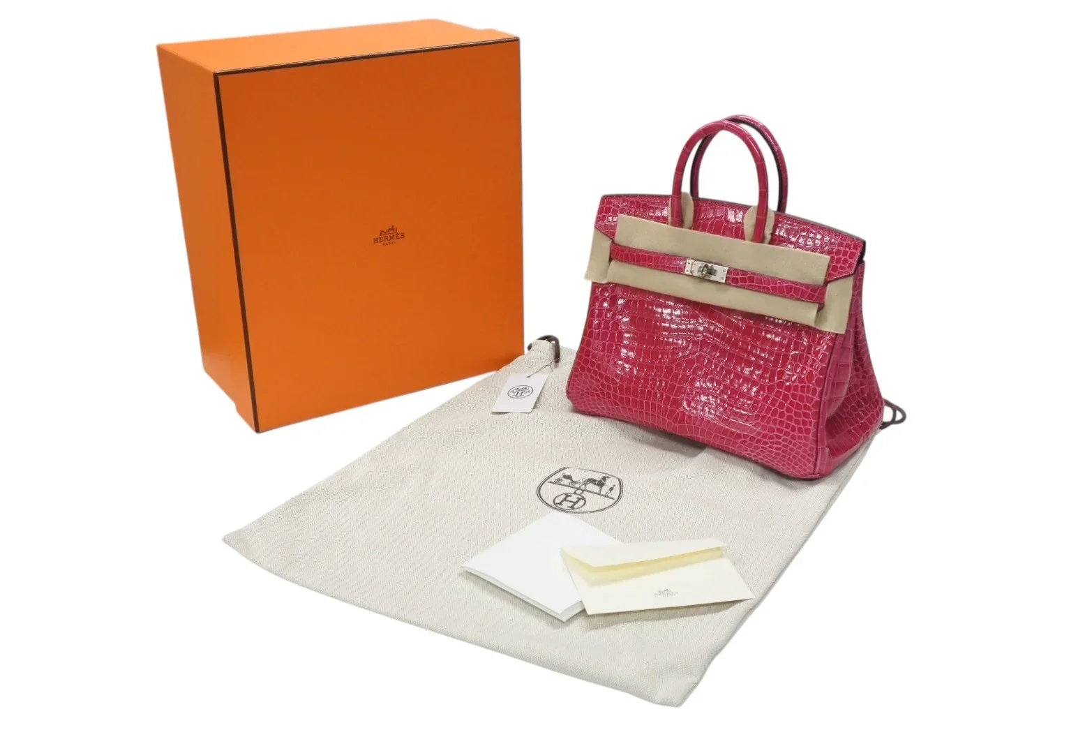 Hermes Birkin 25 Rose Scheherazade shiny crocodile leather palladium hardware - Image 2